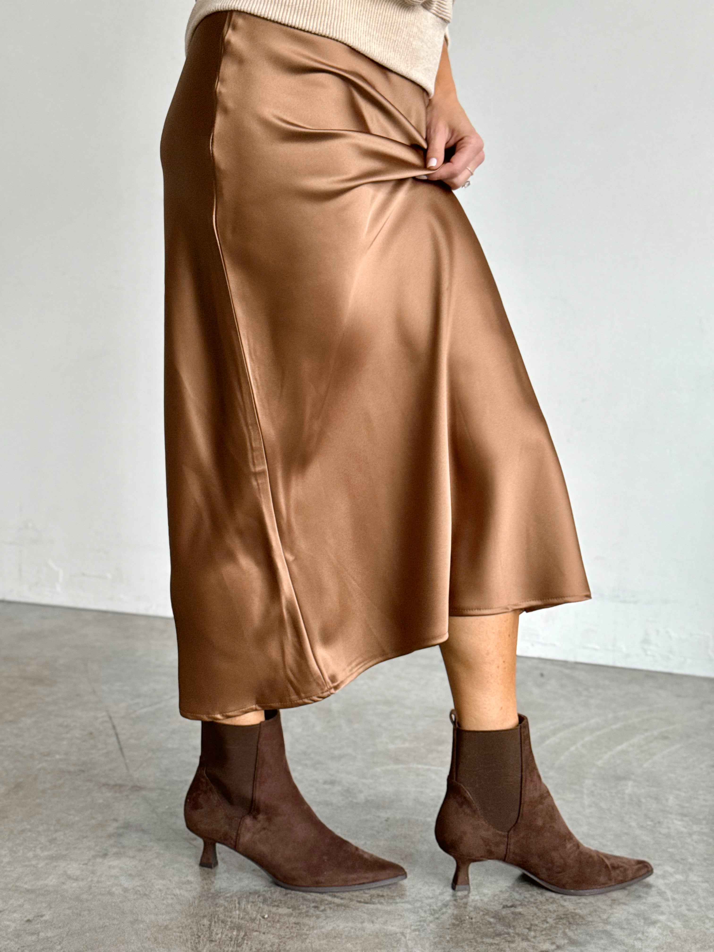 Lumina Skirt - CHOCOLATE - willows clothing MIDI SKIRT