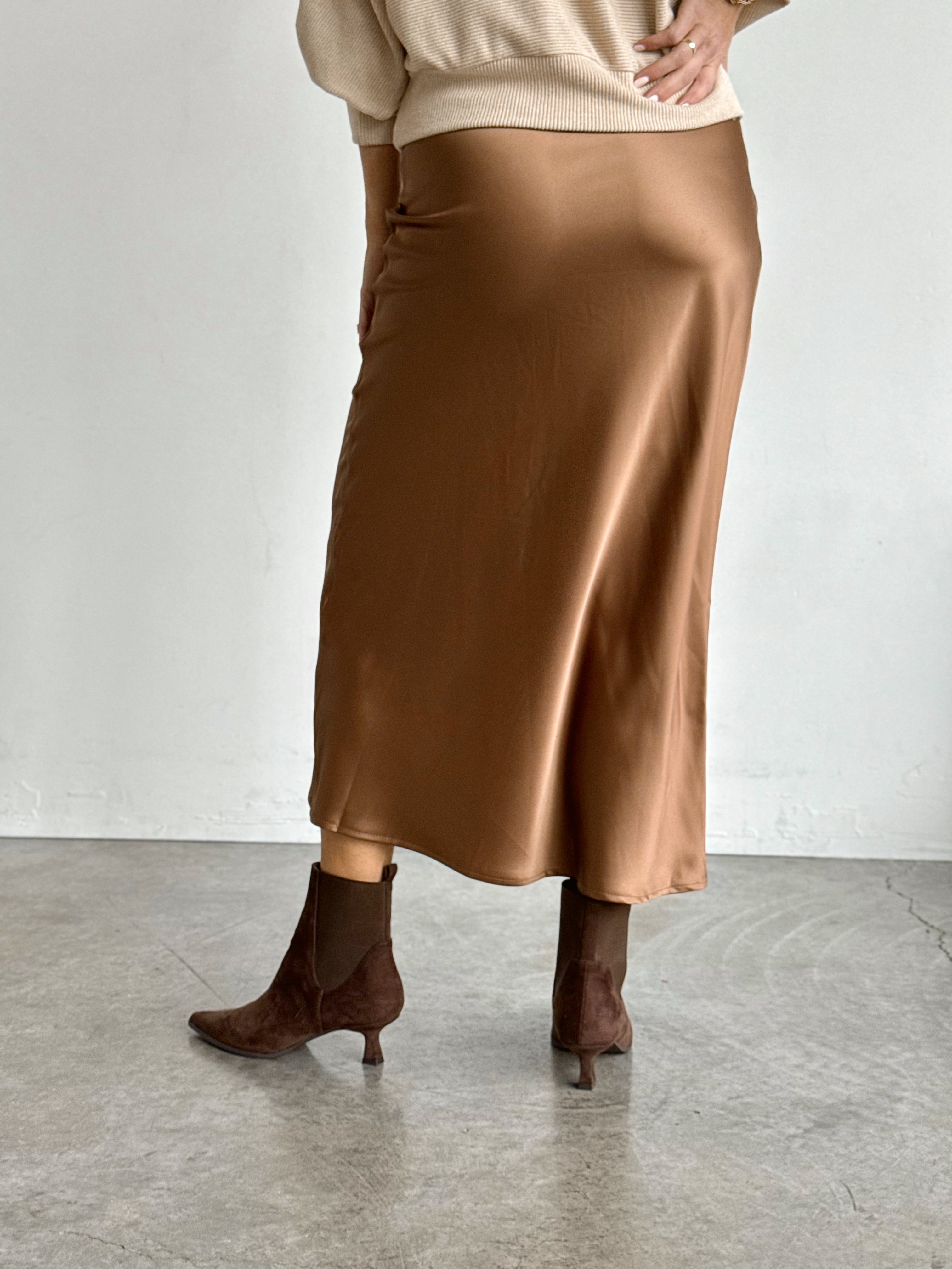 Lumina Skirt - CHOCOLATE - willows clothing MIDI SKIRT