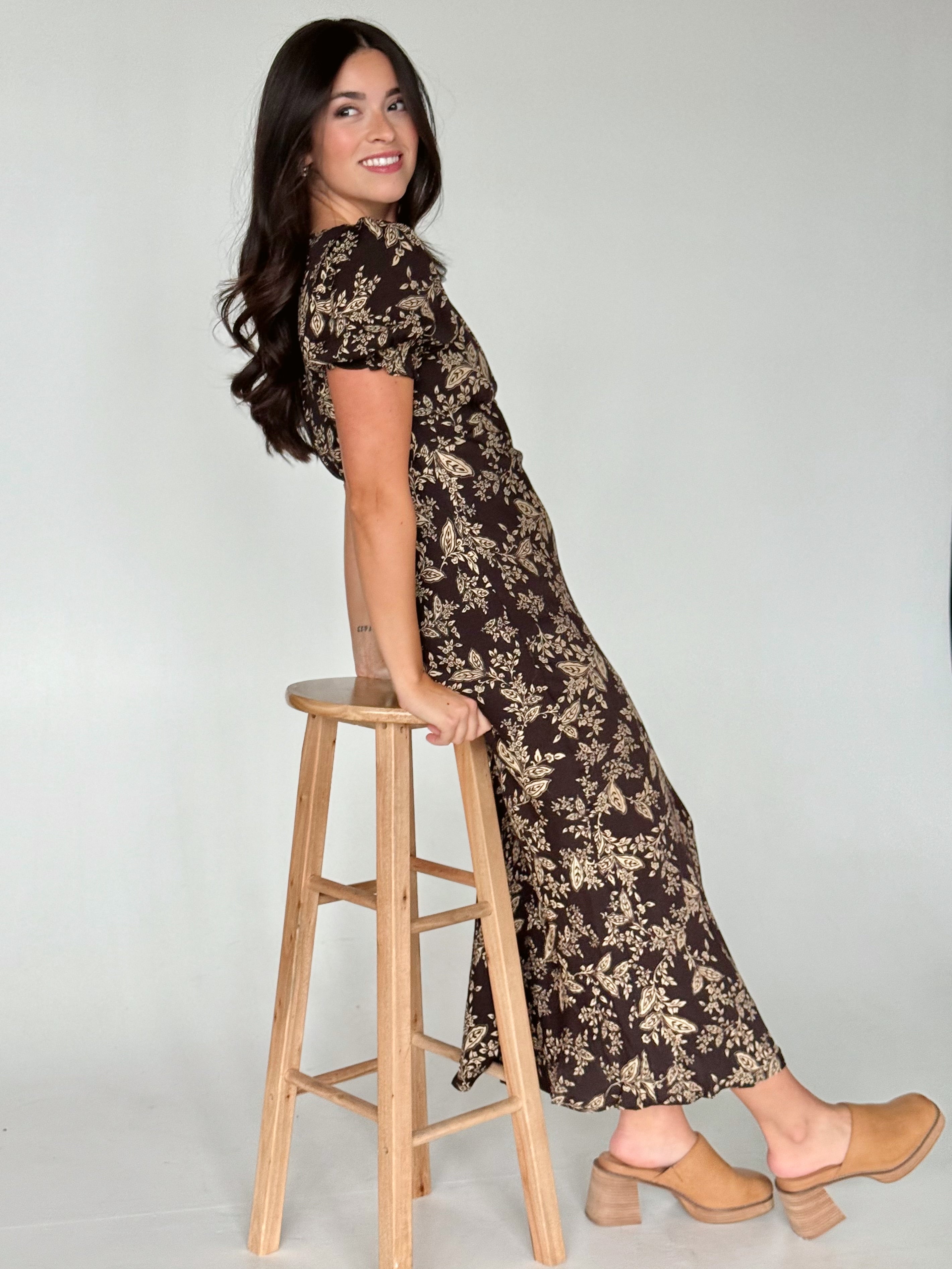 Mabel Dress - NIGHTFALL BOTANIC - willows clothing MIDI DRESS