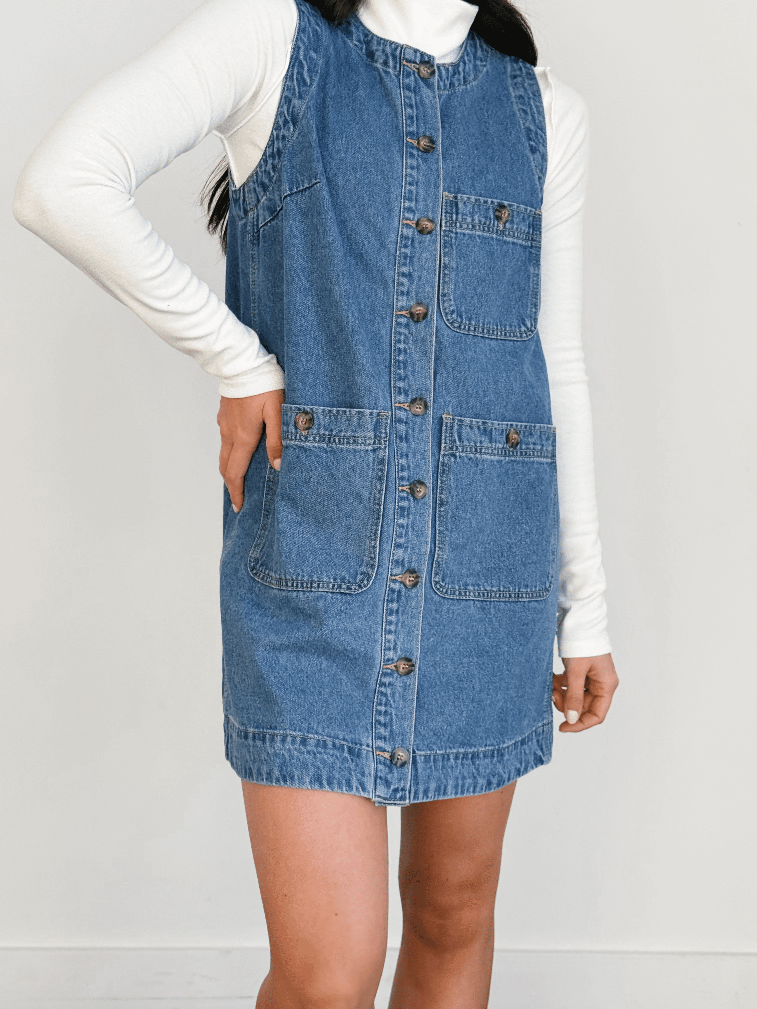 Mable Denim Mini Dress - DENIM - willows clothing SHORT DRESS