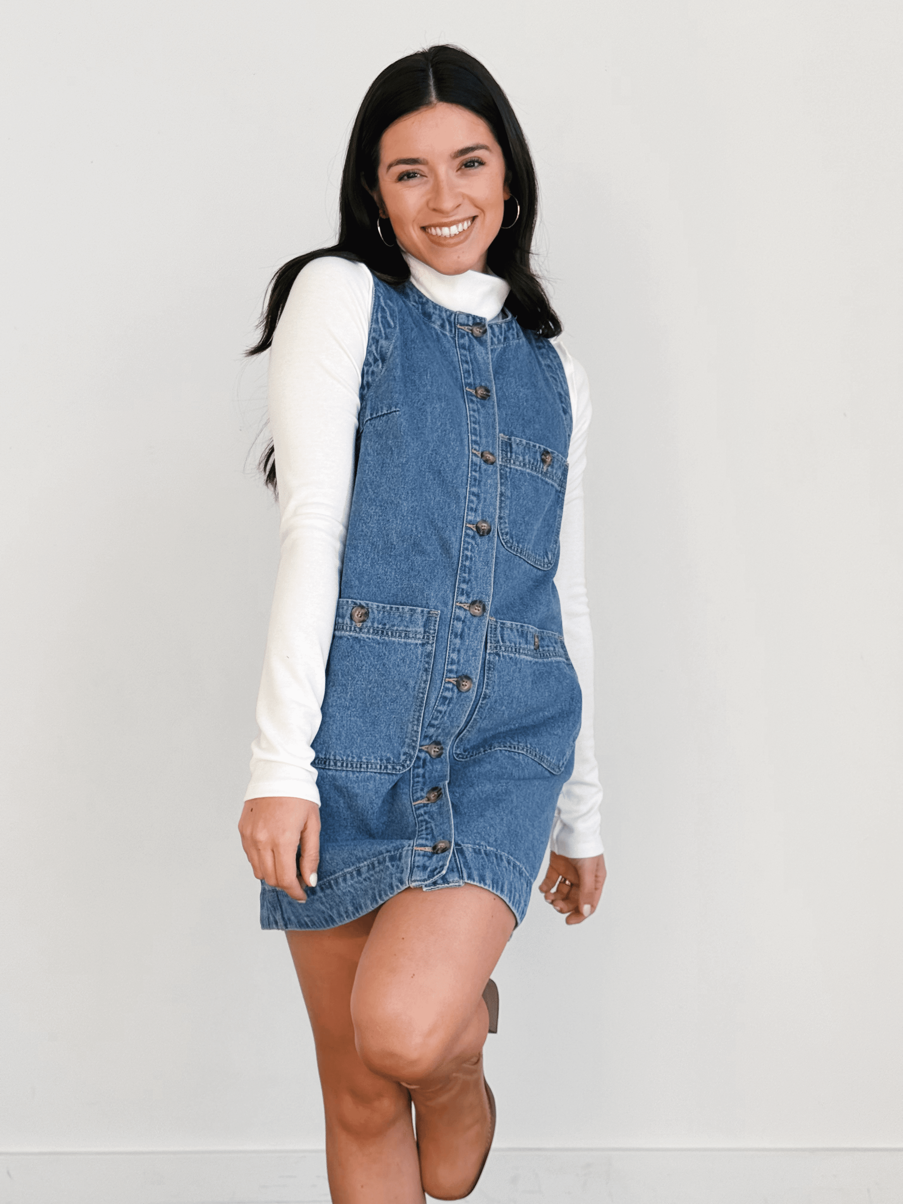 Mable Denim Mini Dress - DENIM - willows clothing SHORT DRESS