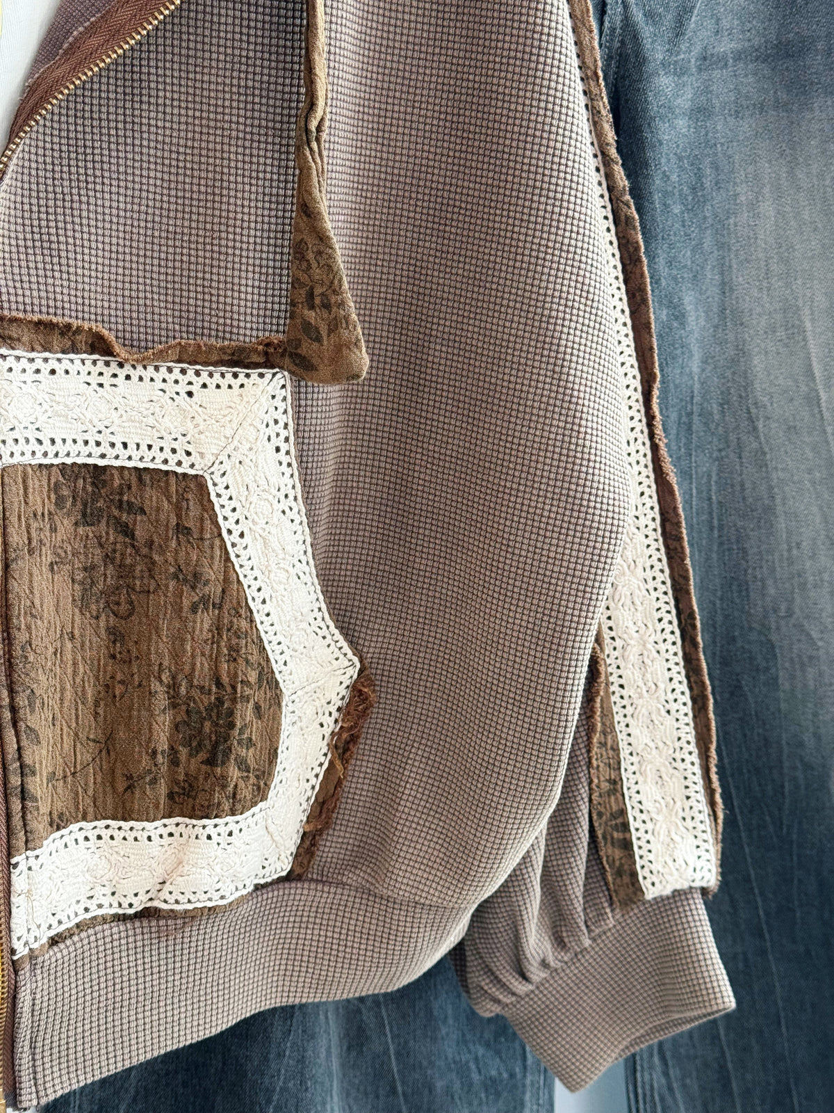 Magnolia Patchwork Sweatshirt - RUSTIC BROWN - willows clothing SWEATSHIRT