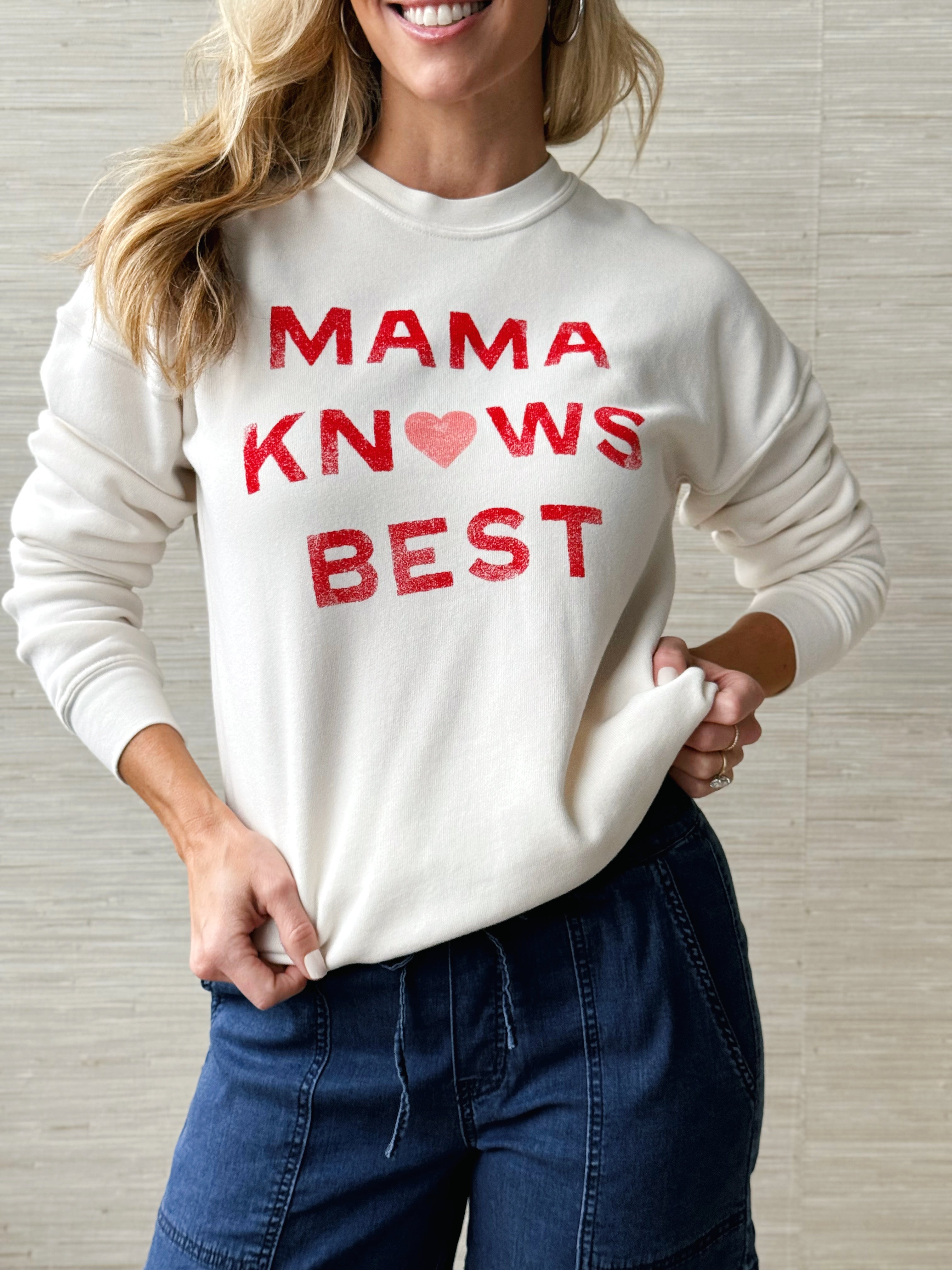 Mama Knows Best Sweatshirt - IVORY - willows clothing SWEATSHIRT