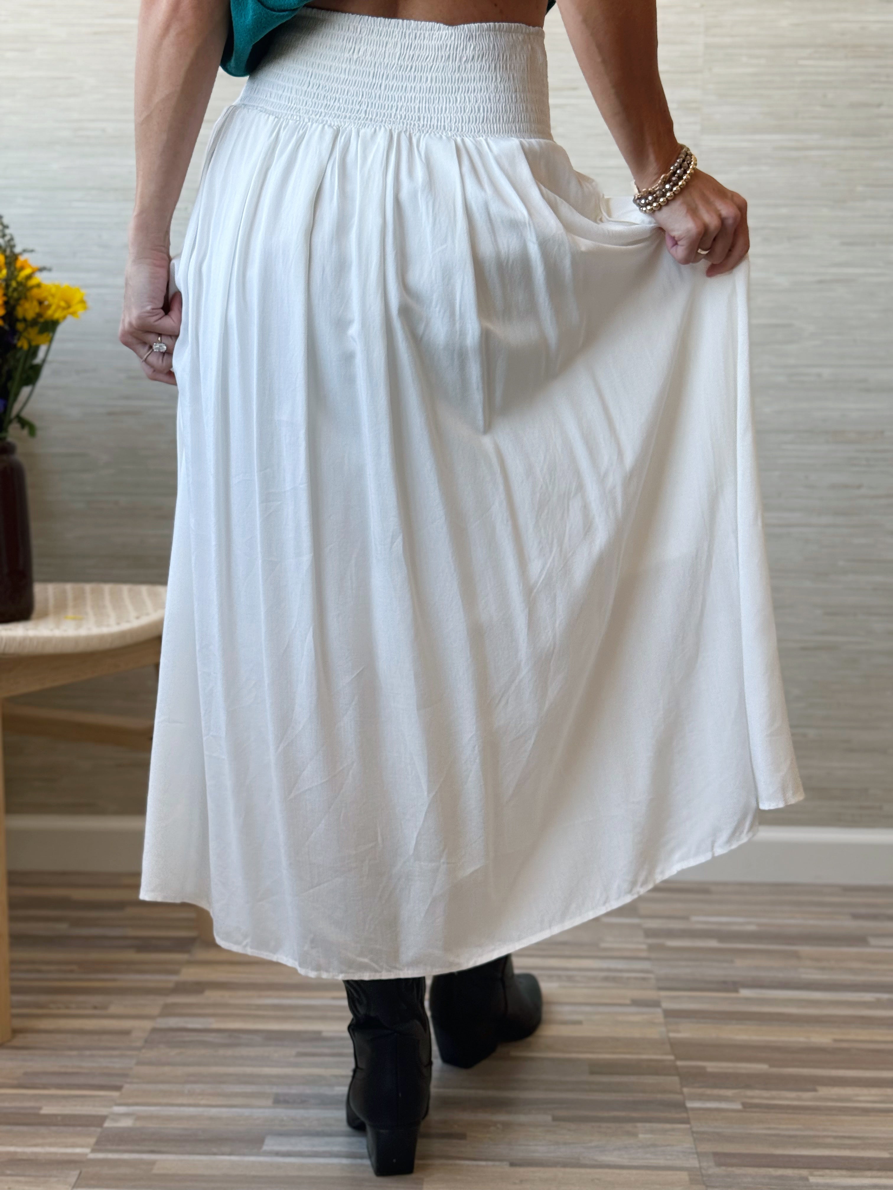 Maple Street Midi Skirt - OFF WHITE - willows clothing MIDI SKIRT