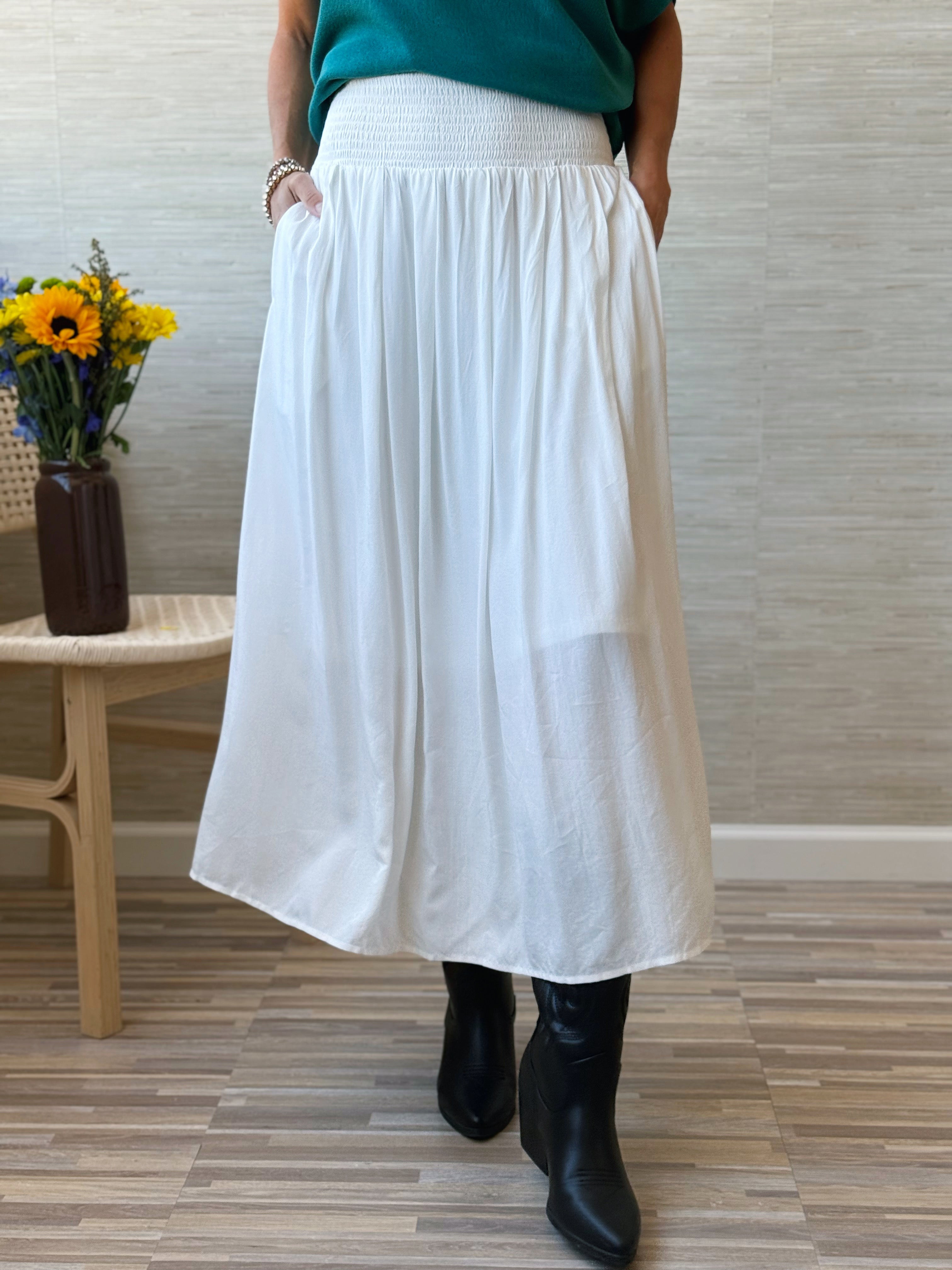 Maple Street Midi Skirt - OFF WHITE - willows clothing MIDI SKIRT