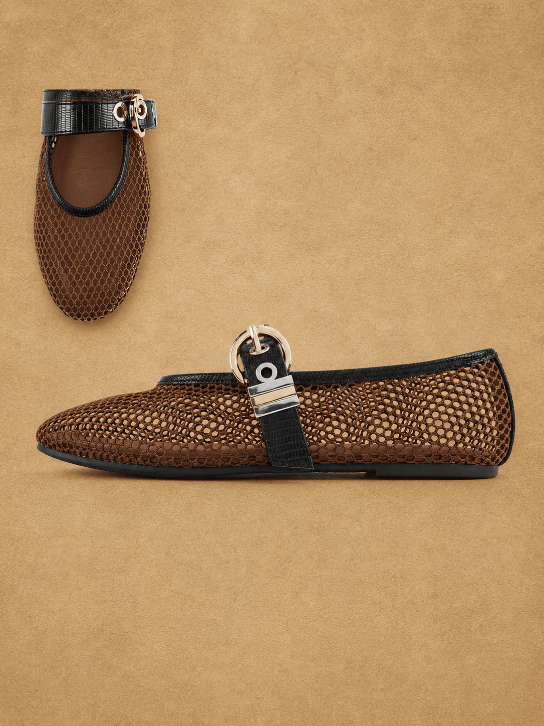Mary Jane Mesh Flats - BROWN - willows clothing Flats