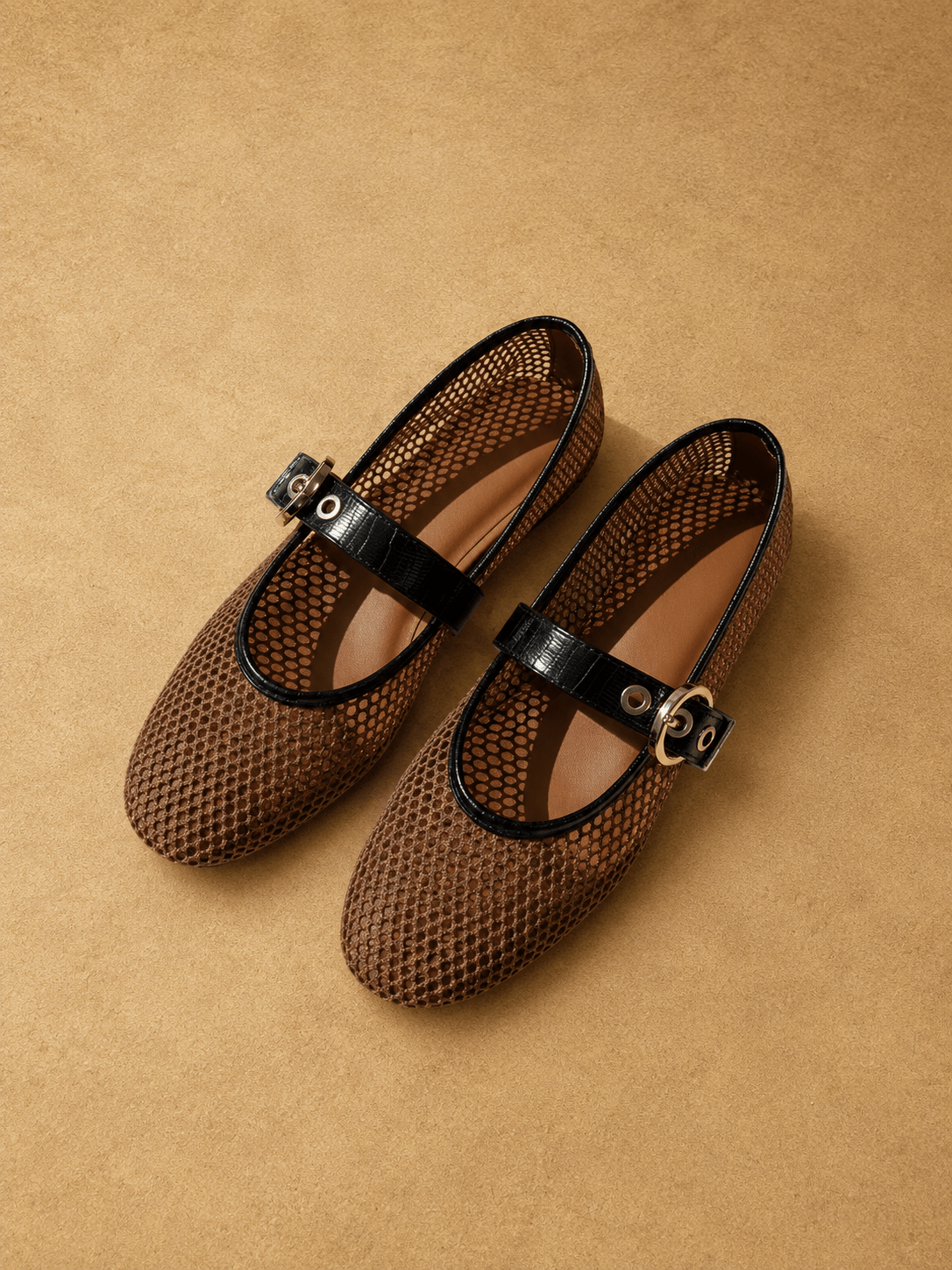 Mary Jane Mesh Flats - BROWN - willows clothing Flats