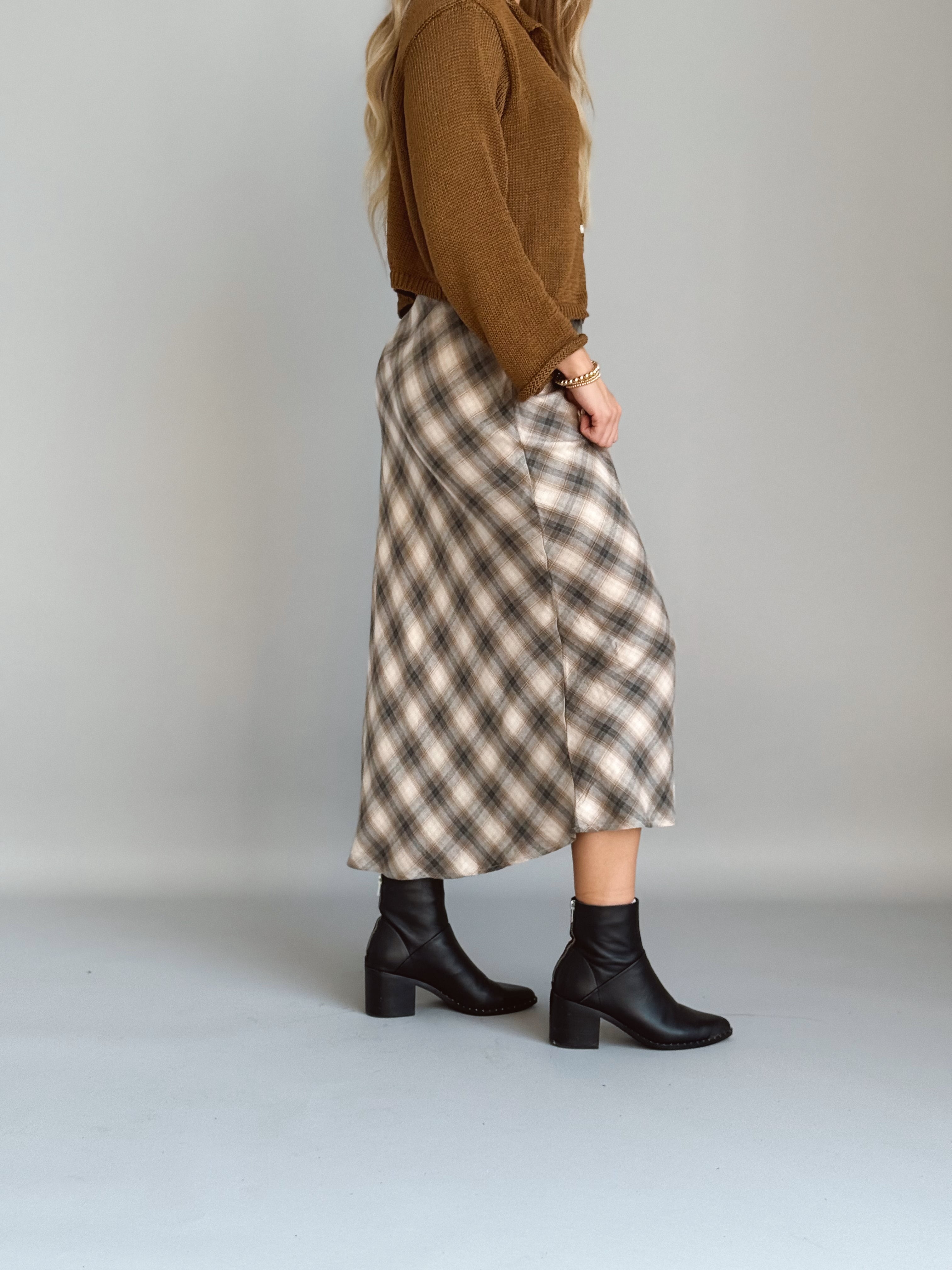 Maxine Skirt - CHARCOAL - willows clothing MIDI SKIRT