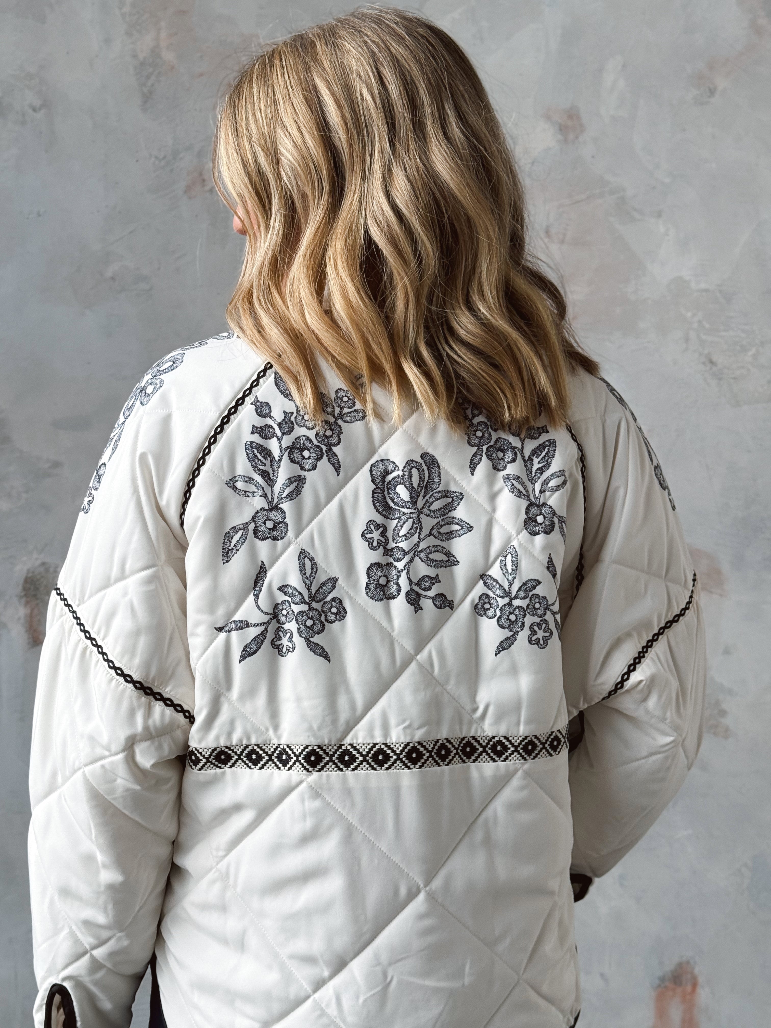 Mayrina Jacket - IVORY/BLACK - willows clothing JACKET