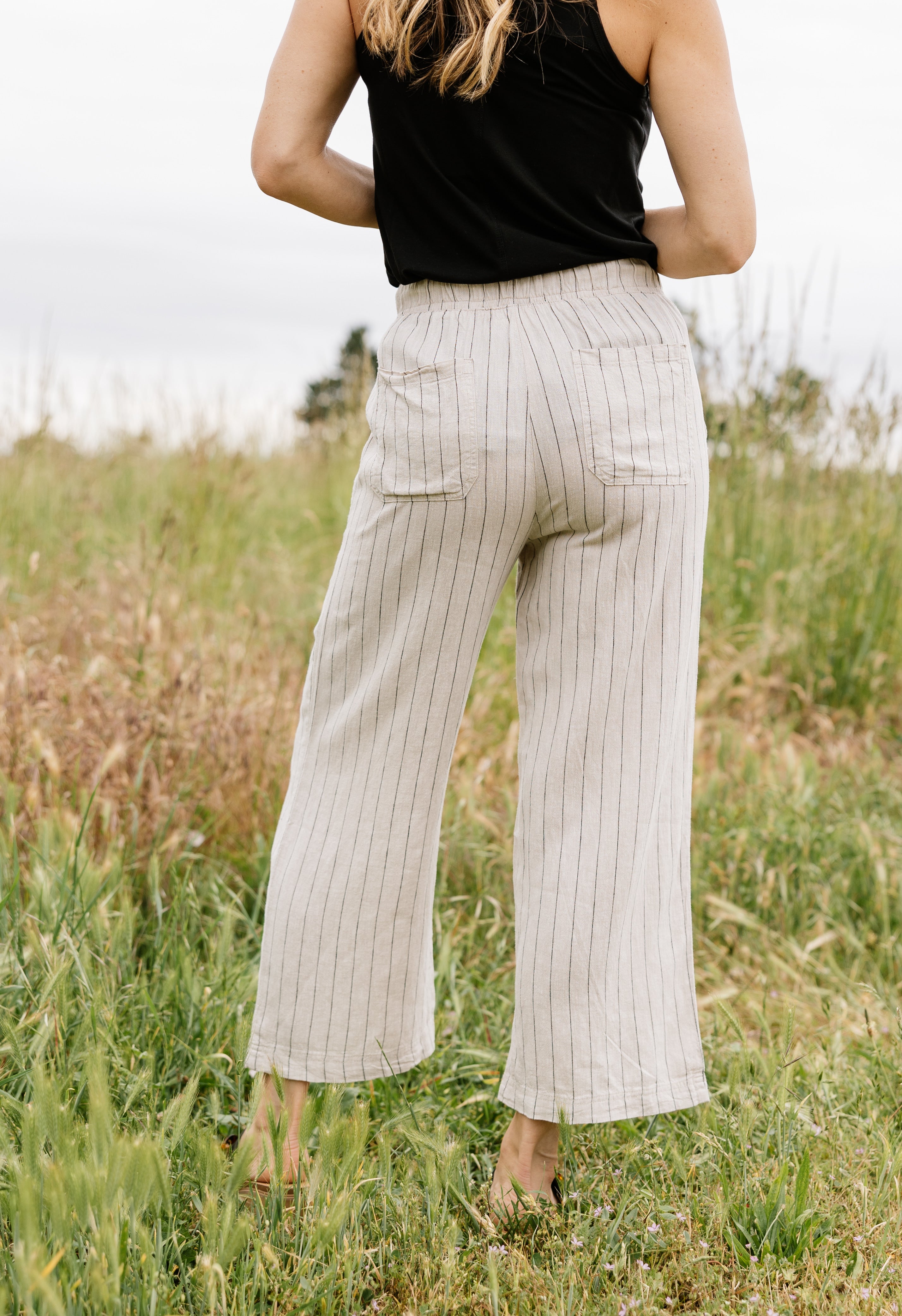 Meadow Mornings Pants - BLACK STRIPE - willows clothing Pants