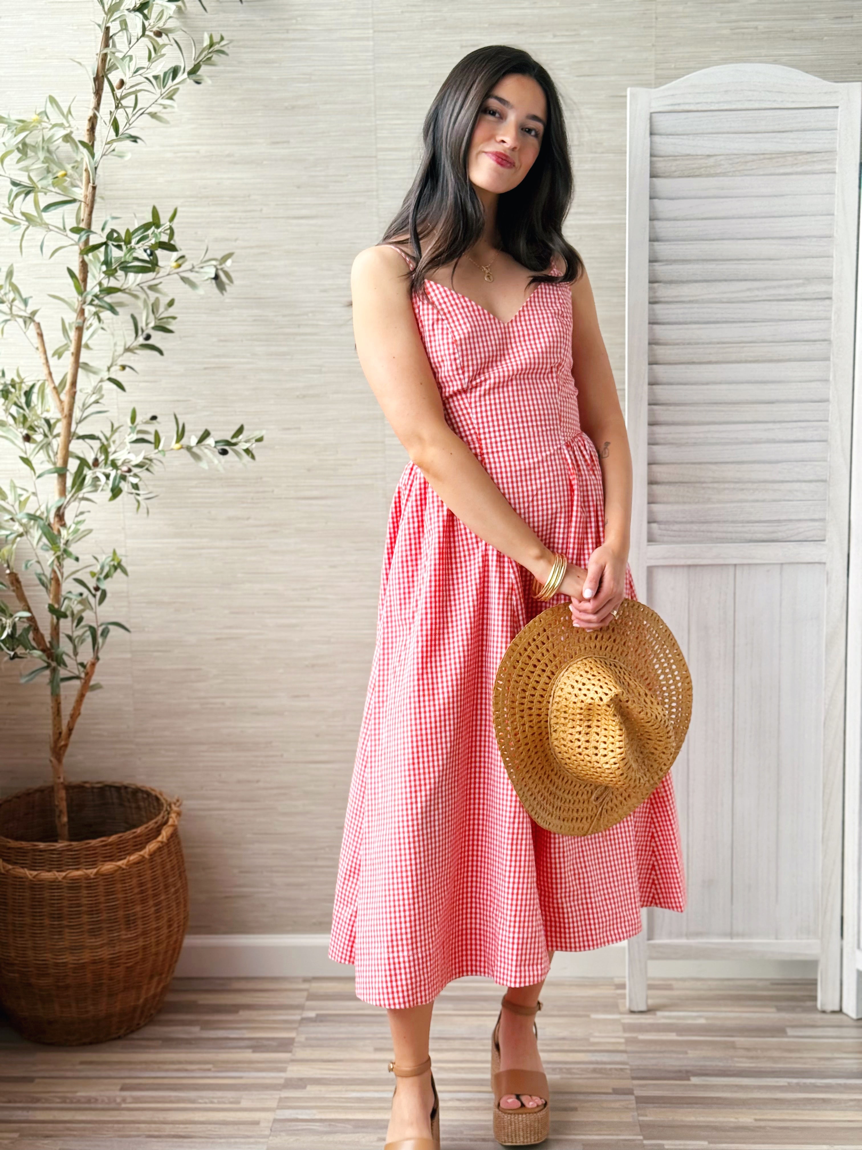 Meryl Dress - RED/WHITE - willows clothing MIDI DRESS