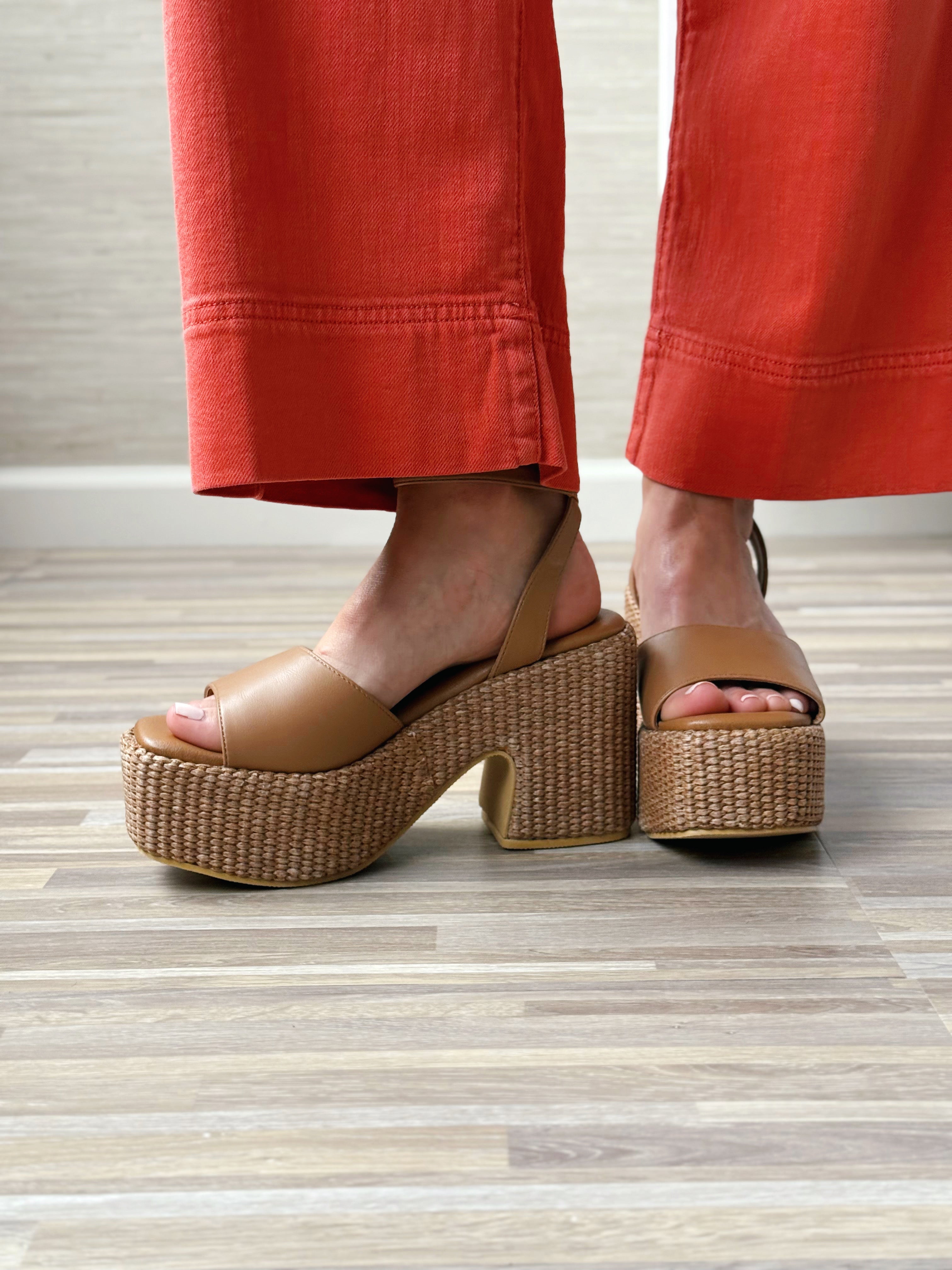 Mi Amor Platform Sandals - COGNAC - willows clothing SANDALS