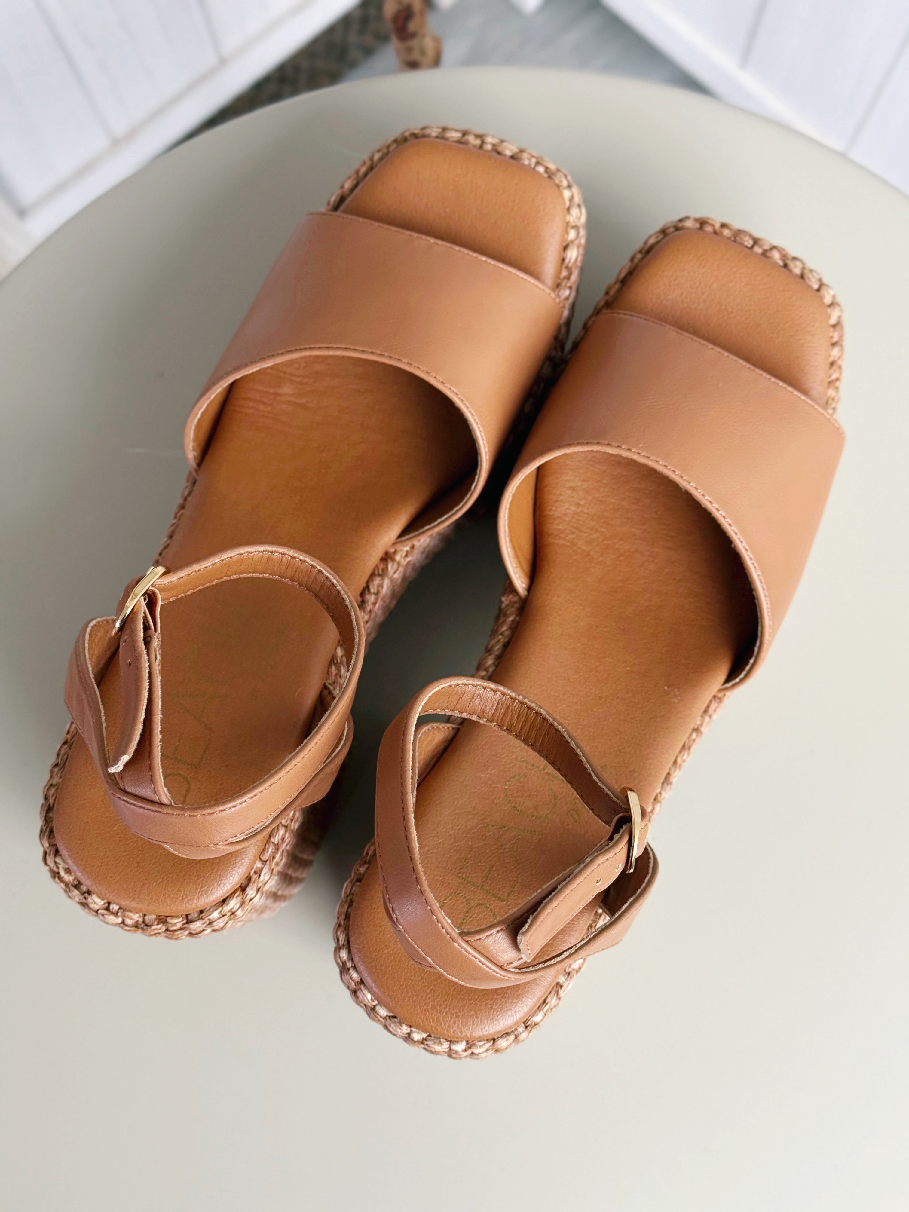Mi Amor Platform Sandals - COGNAC - willows clothing SANDALS
