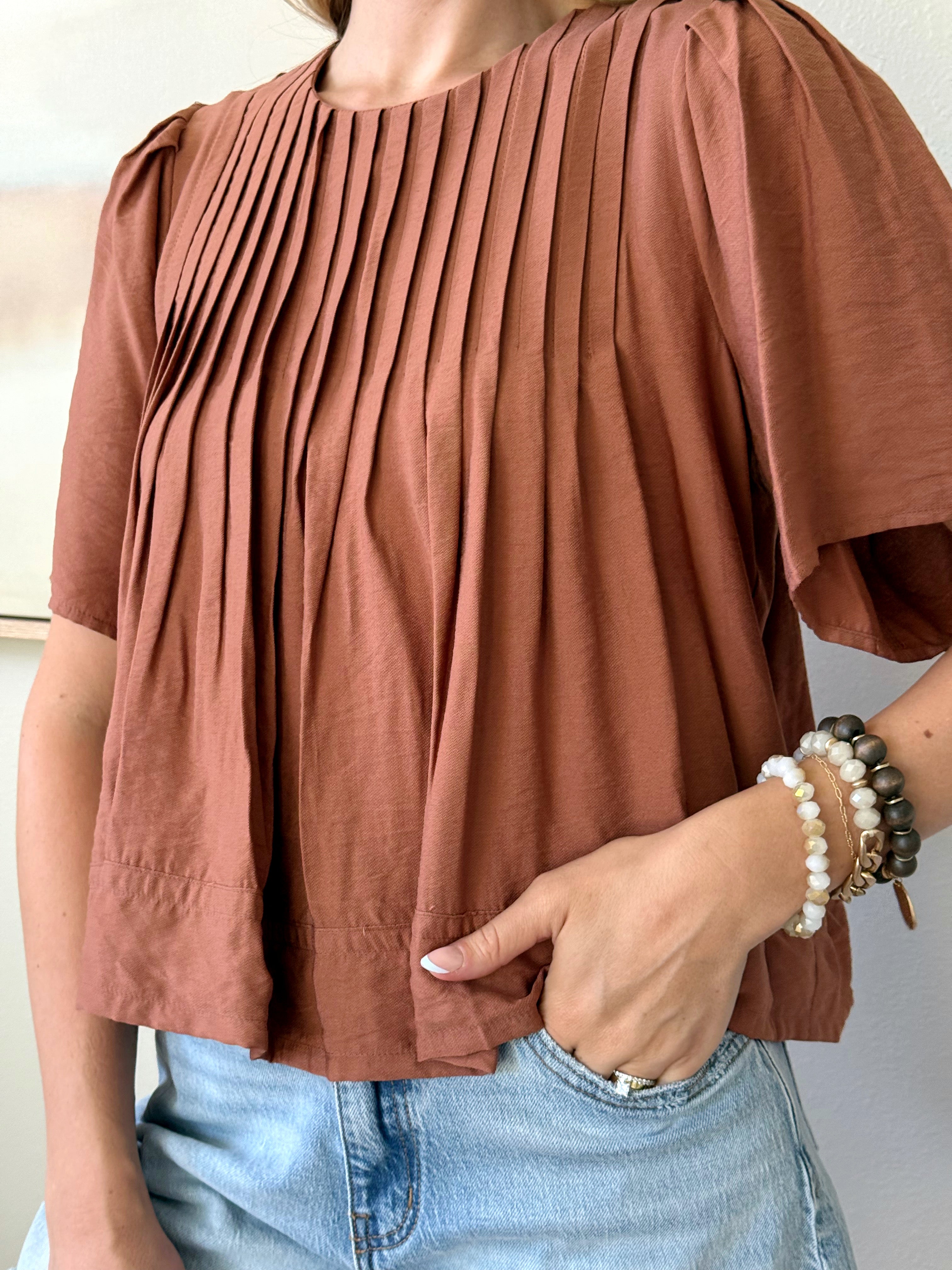 Micah Blouse - CLAY - willows clothing BLOUSE