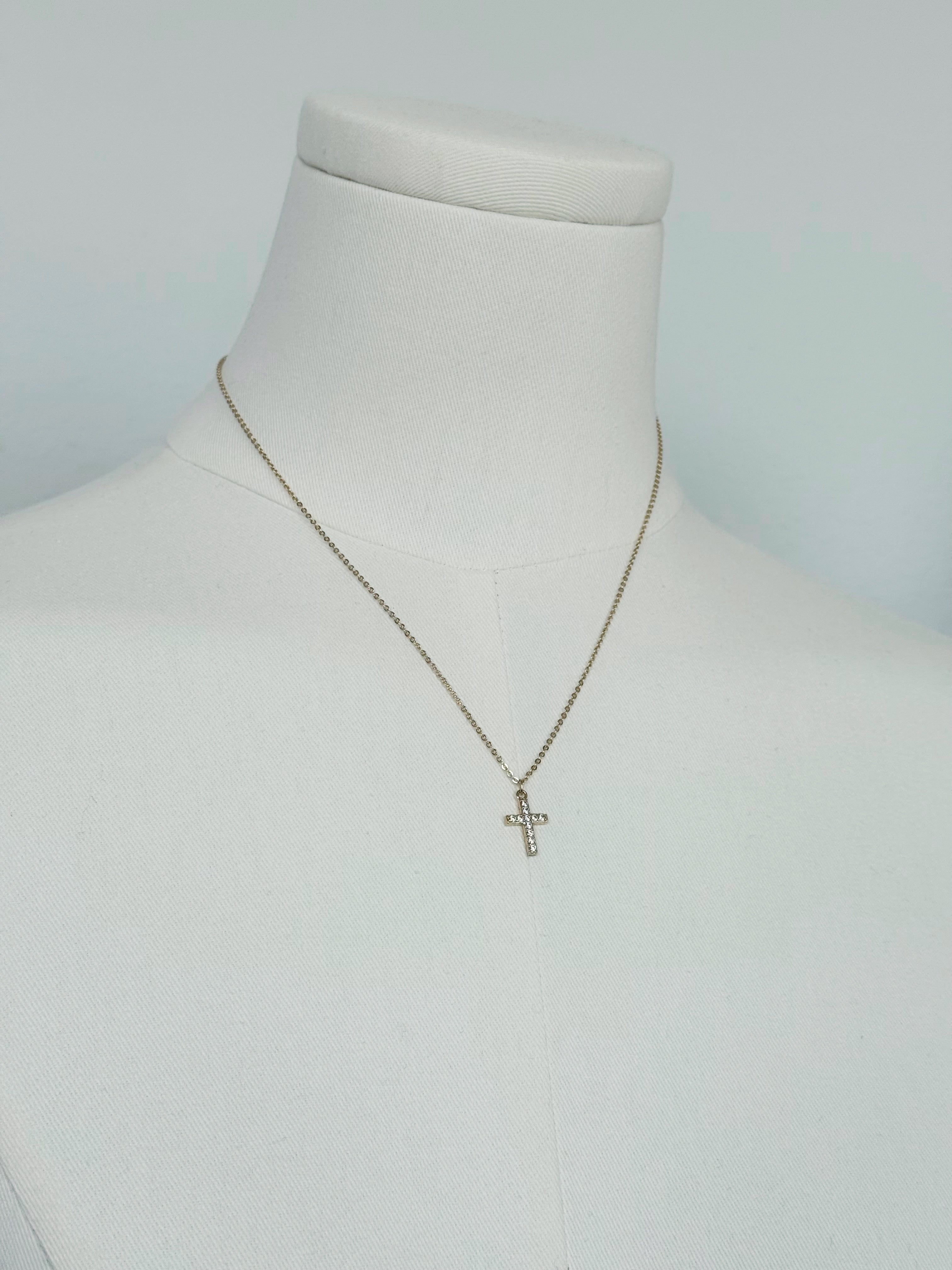 Mini Rhinestone Necklace - GOLD - willows clothing NECKLACE
