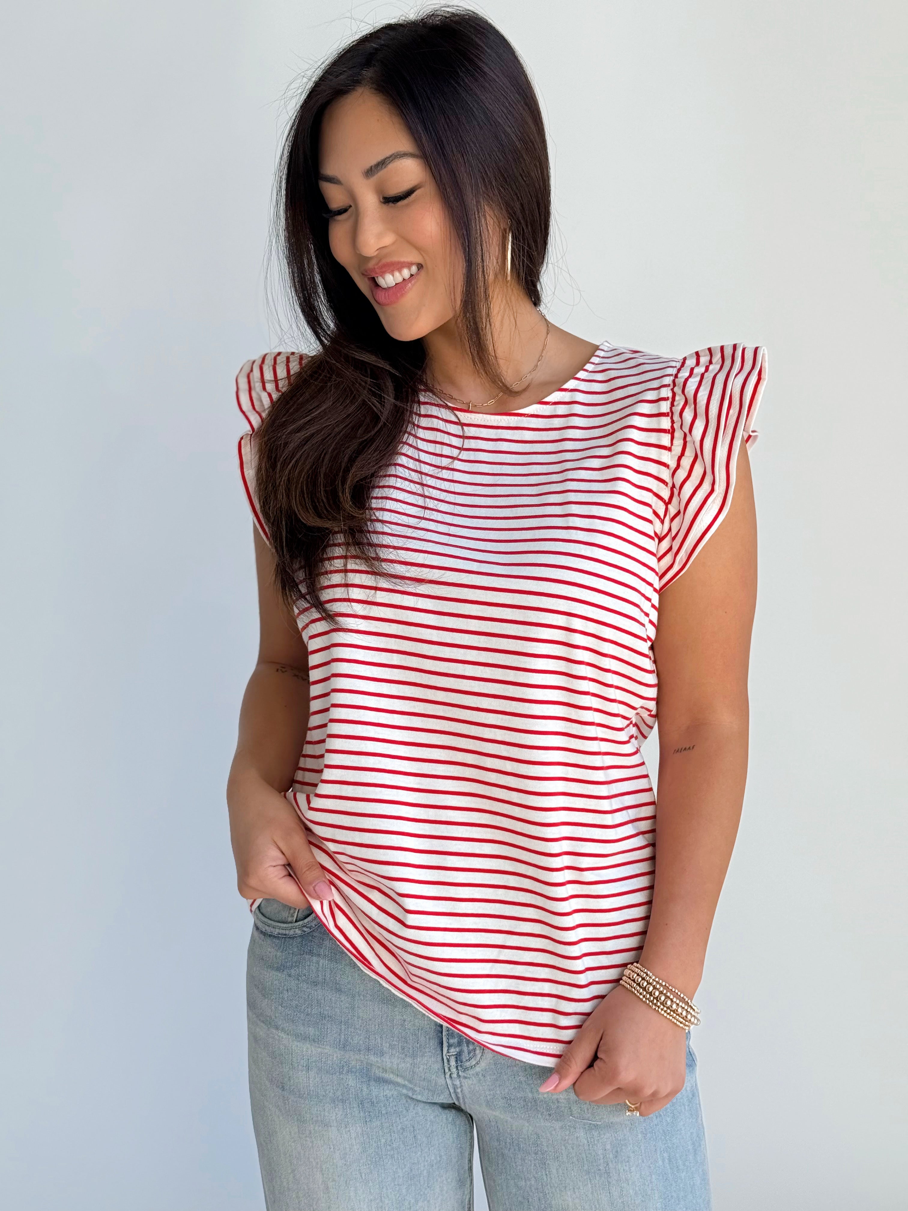 Minnie Tee - WHITE/RED - willows clothing S/S SHIRT