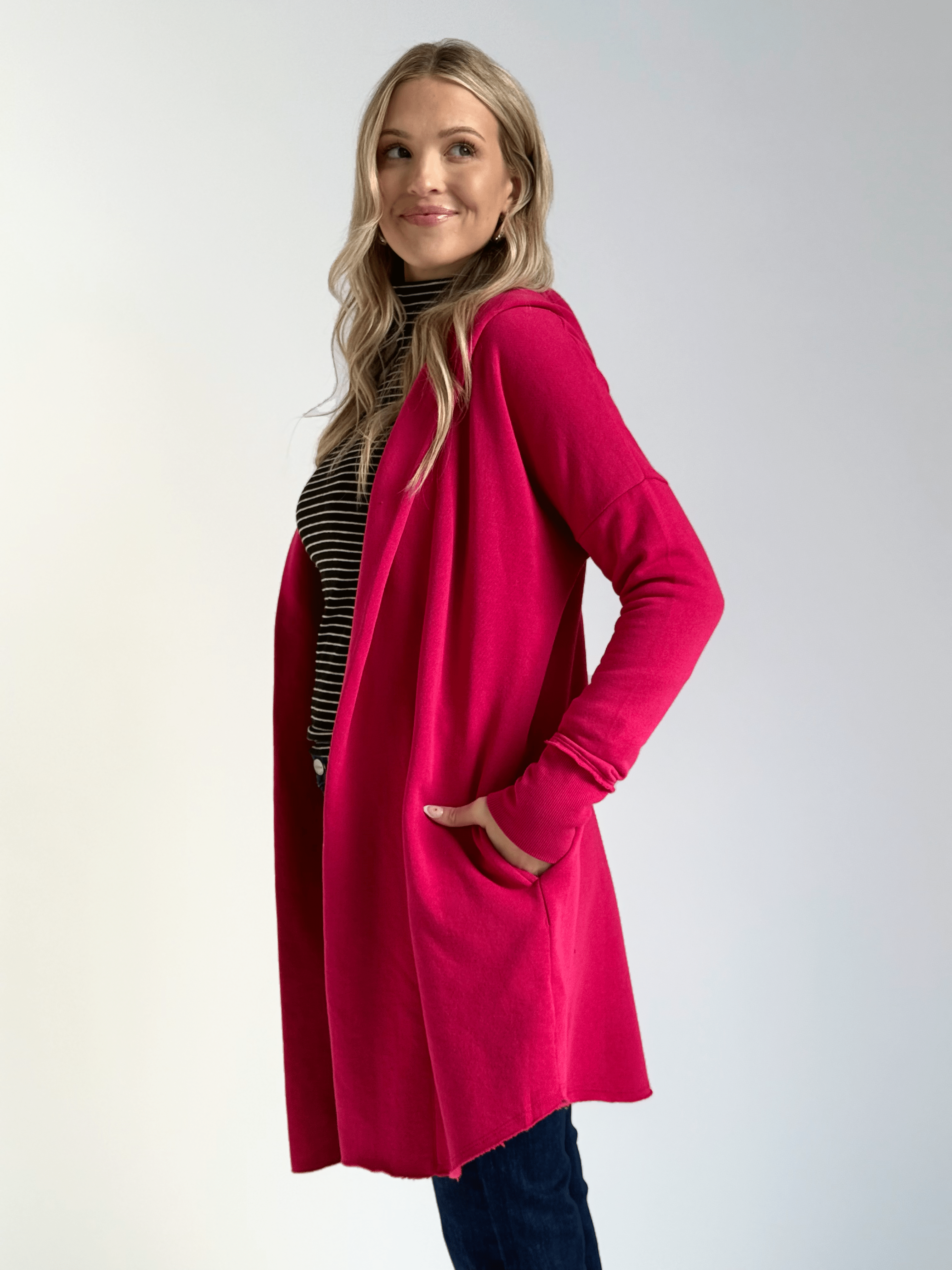 Moats Hooded Cardigan - PLUM PINK - willows clothing Cardigan