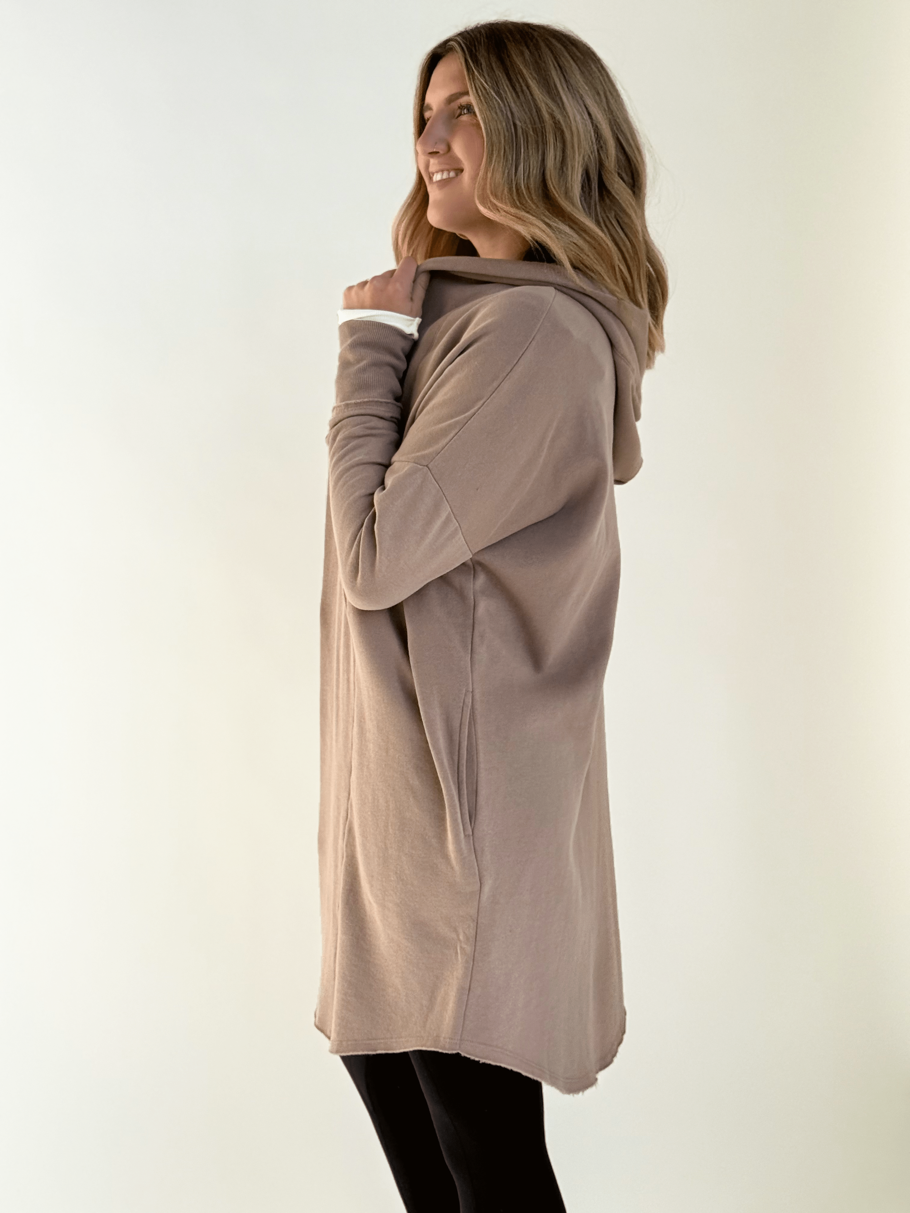 Moats Hooded Cardigan - SILKEN TAUPE - willows clothing Cardigan