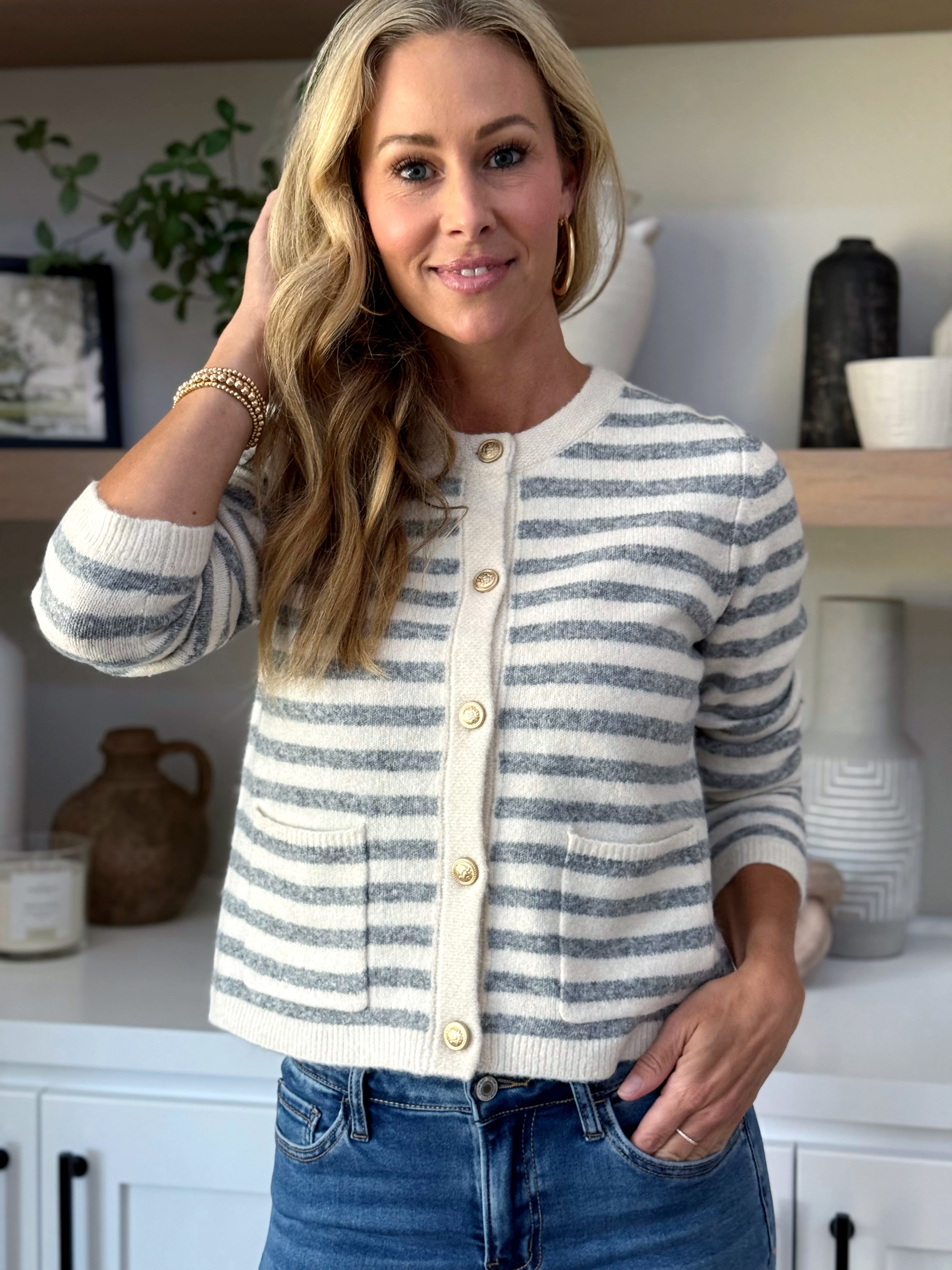 Monroe Cardigan - HEATHER GREY - willows clothing Cardigan