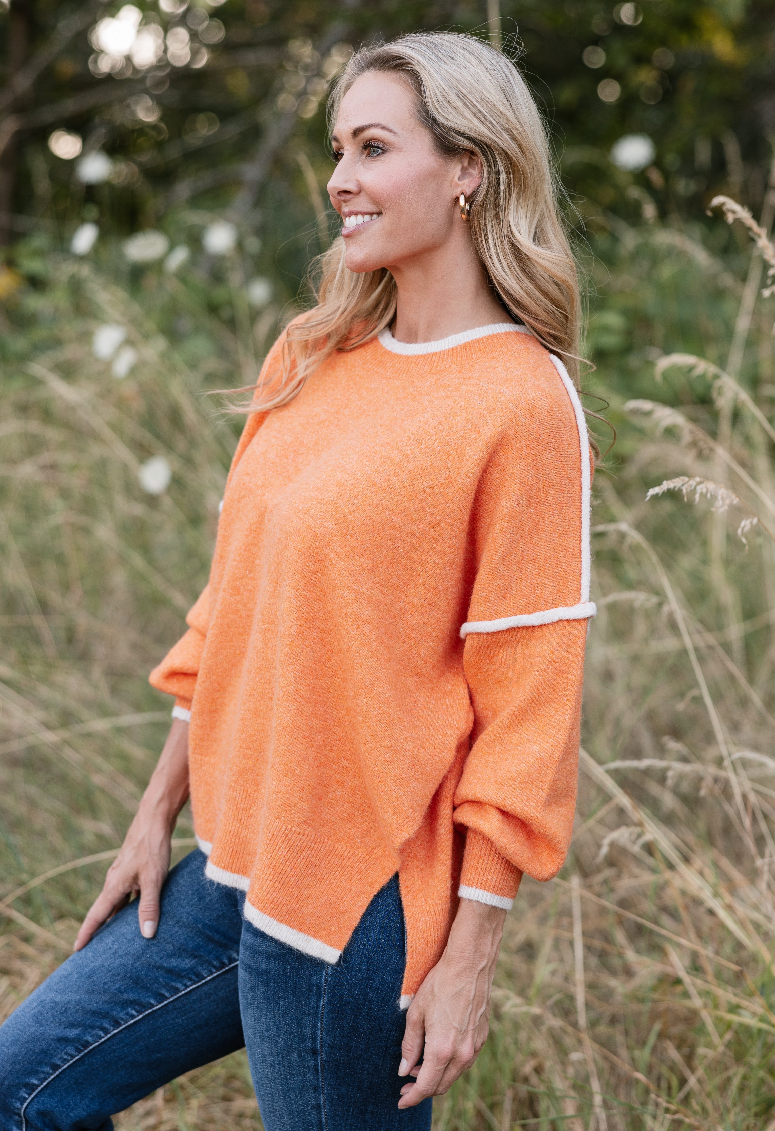 Montgomery Sweater - ORANGE - willows clothing SWEATER