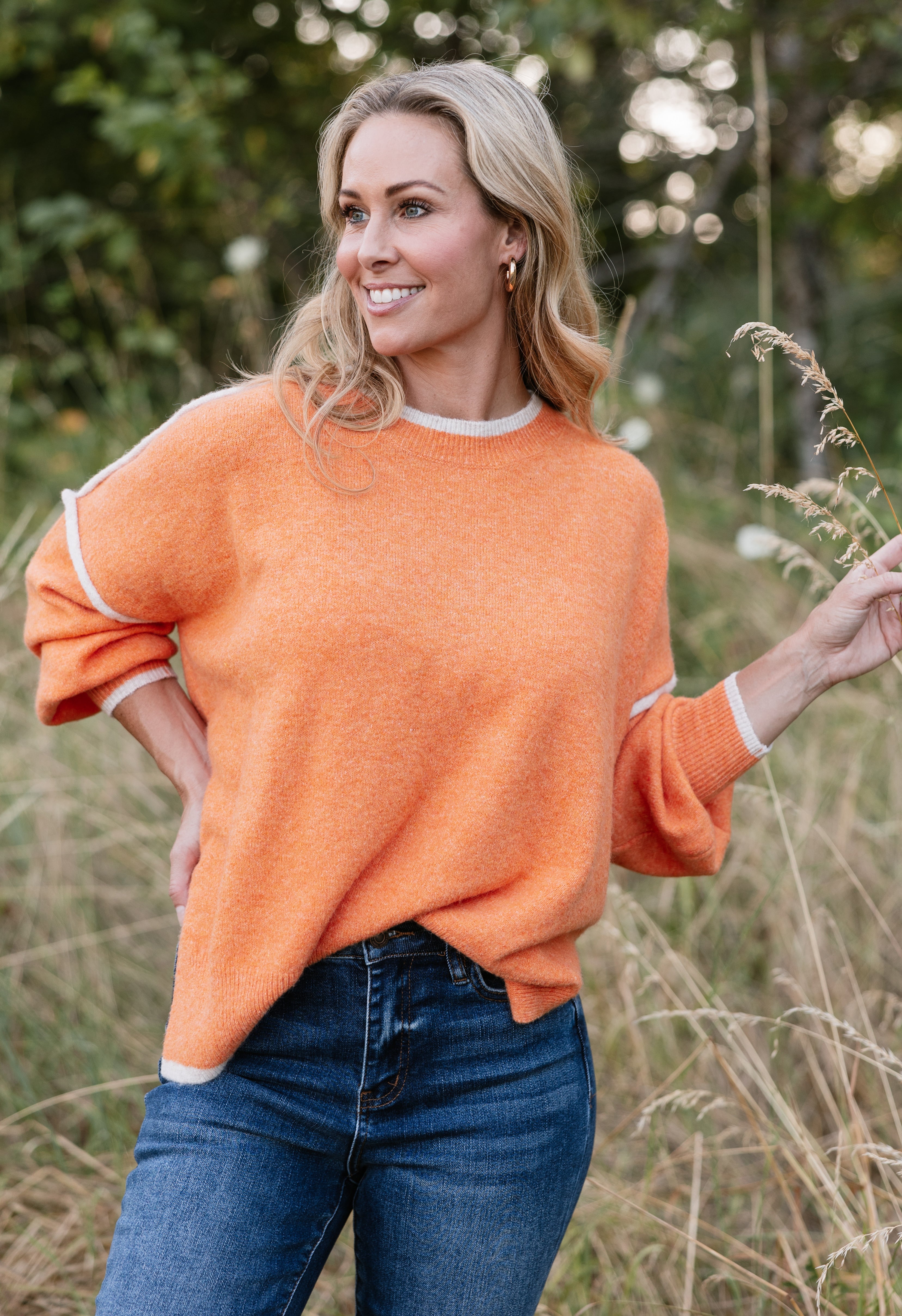 Montgomery Sweater - ORANGE - willows clothing SWEATER