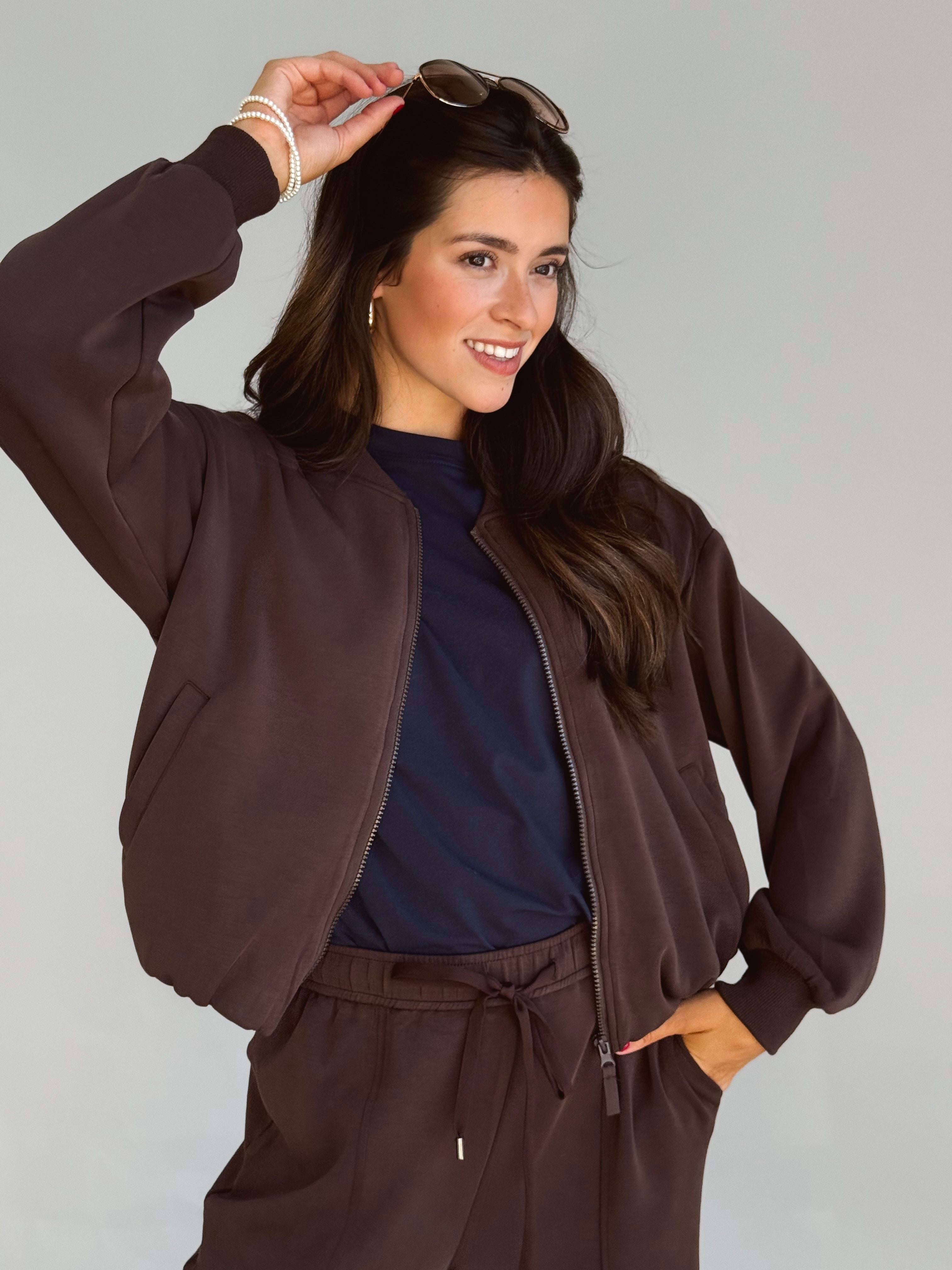 Morning Jog Jacket - ESPRESSO - willows clothing SWEATSHIRT