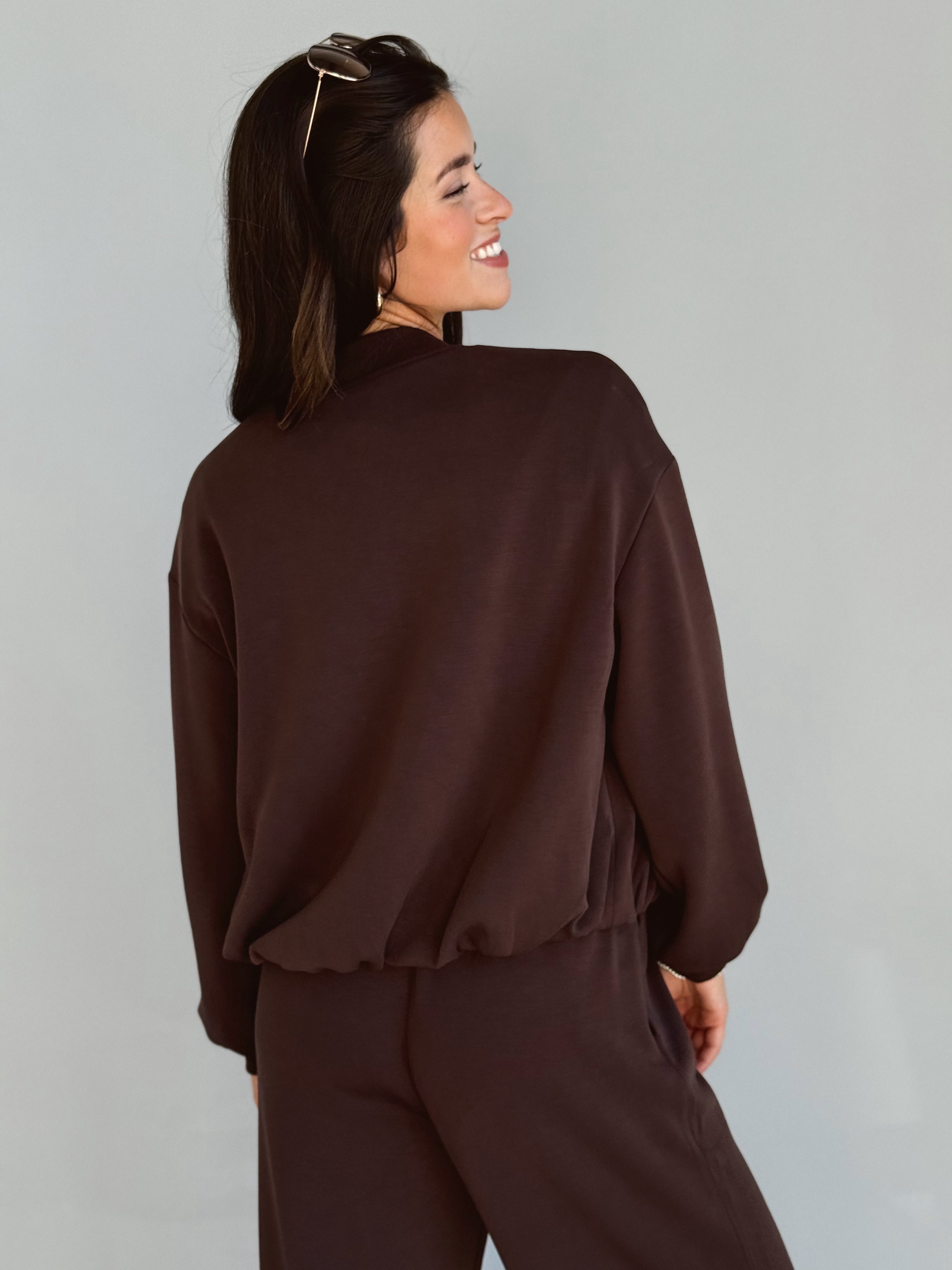 Morning Jog Jacket - ESPRESSO - willows clothing SWEATSHIRT