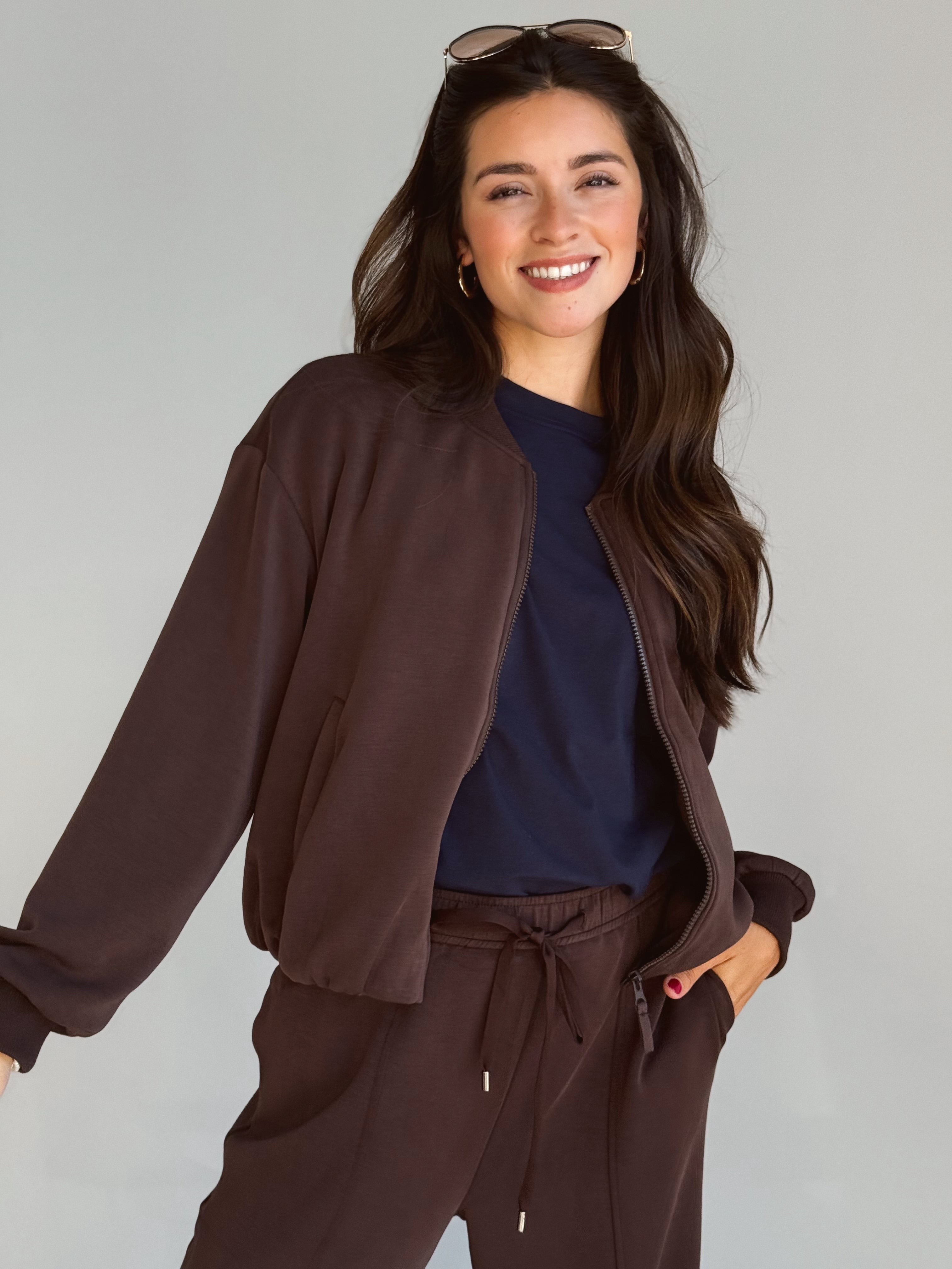 Morning Jog Jacket - ESPRESSO - willows clothing SWEATSHIRT