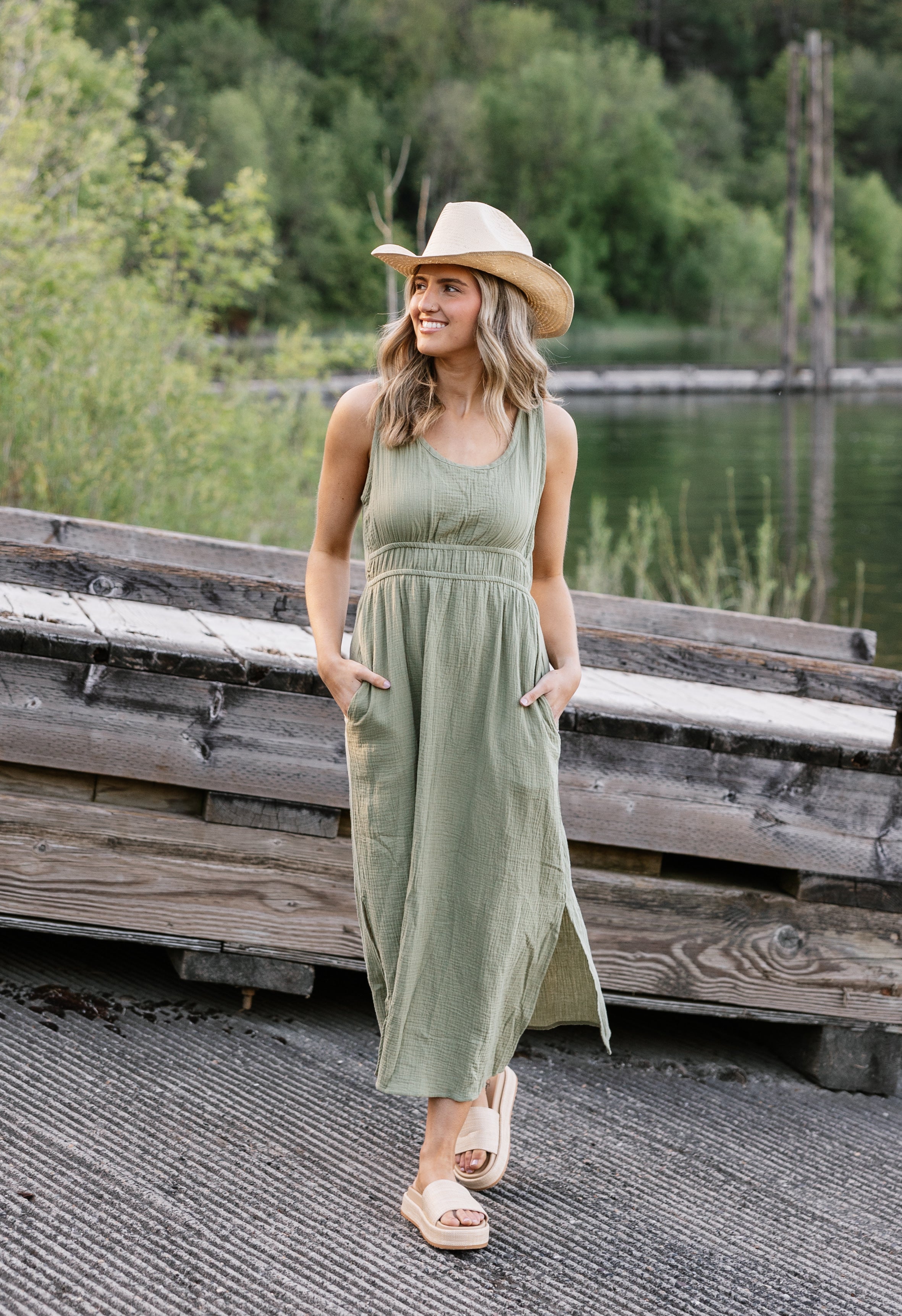 Moxie Dress - LIGHT OLIVE - willows clothing Long Dress