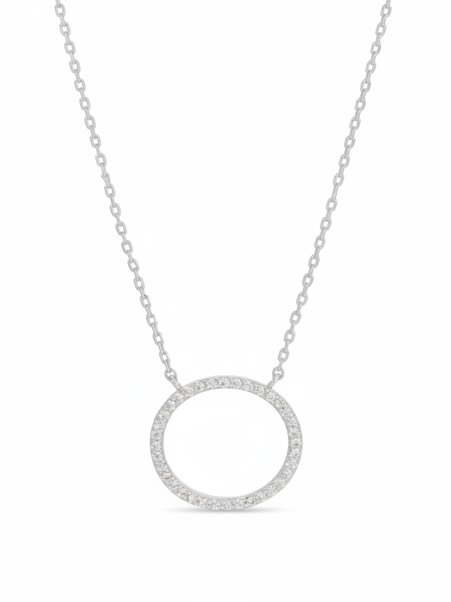 Open Pavé Circle Pendant - SILVER