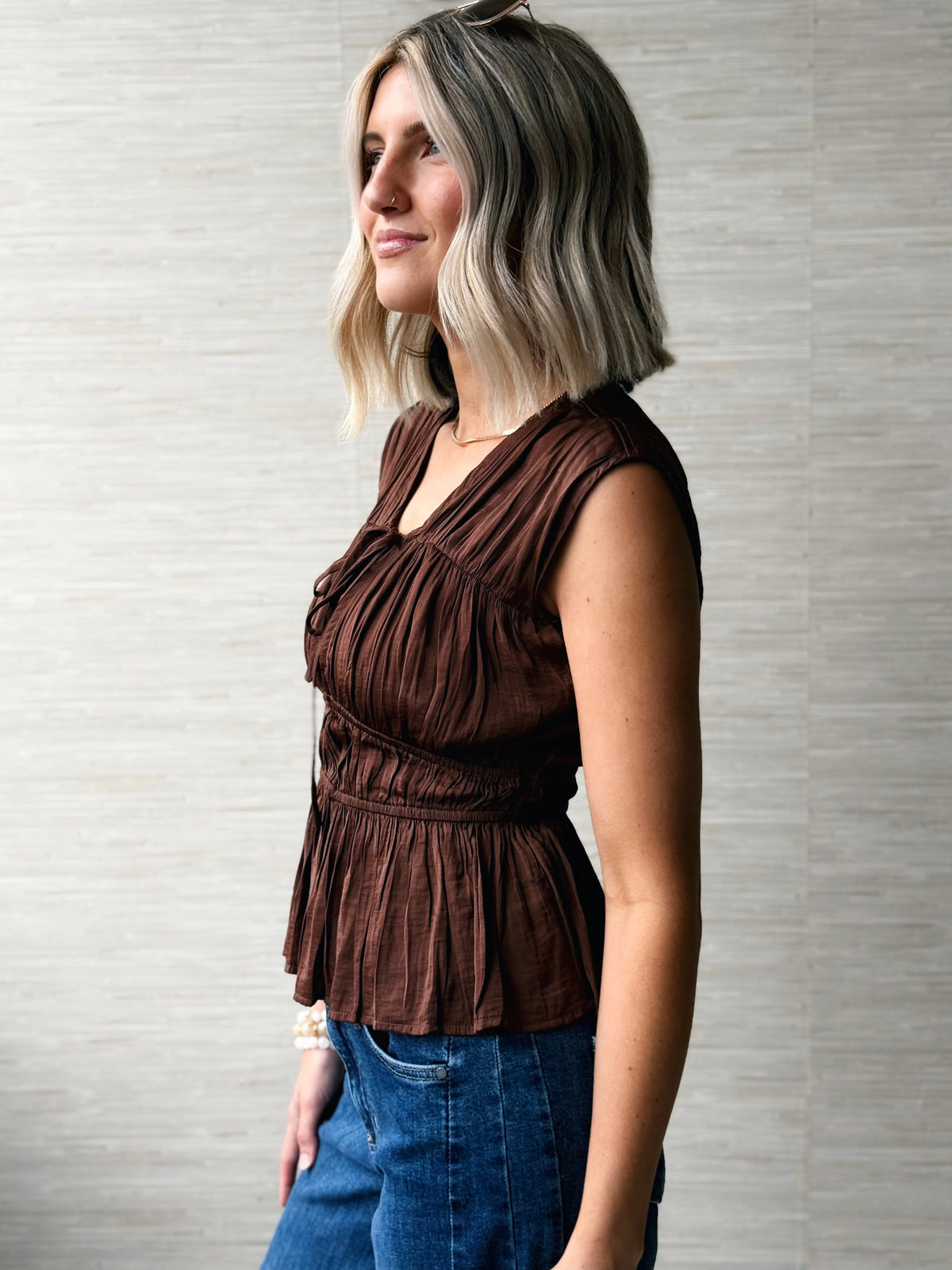 Nellie Blouse - CHOCOLATE - willows clothing BLOUSE