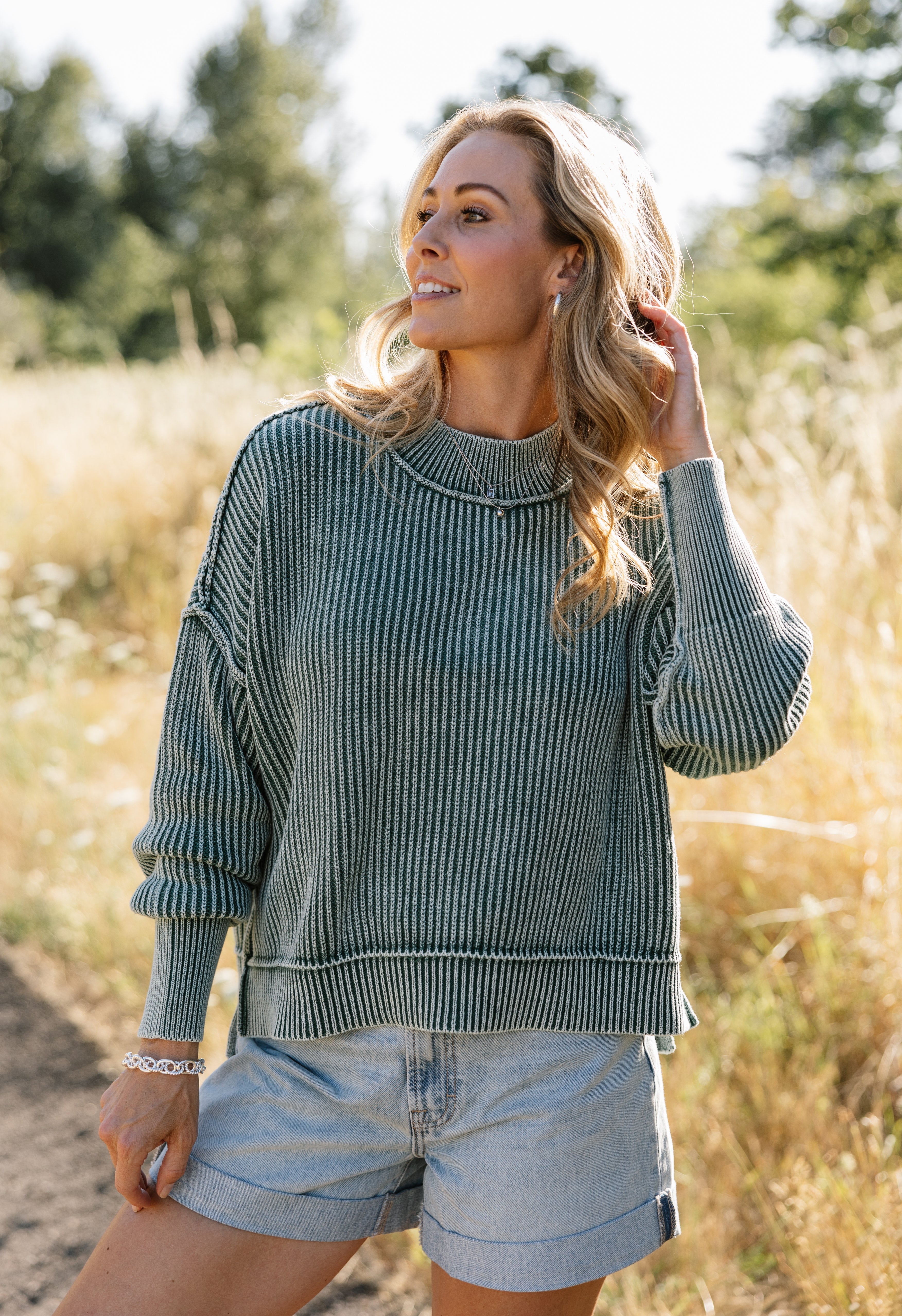 Night Drive Sweater - DARK GREEN - willows clothing SWEATER