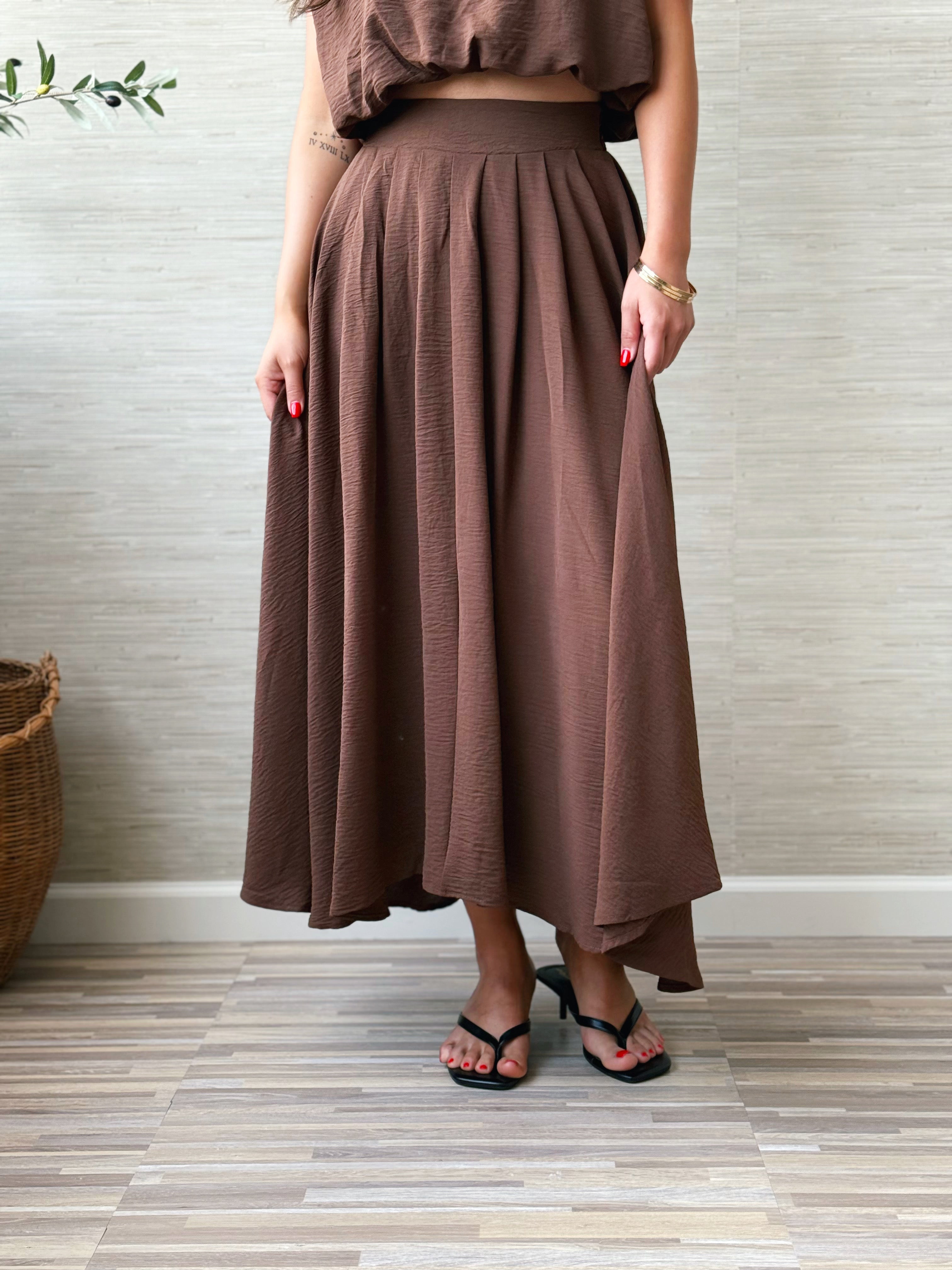 Niko Skirt - BROWN - willows clothing long skirt