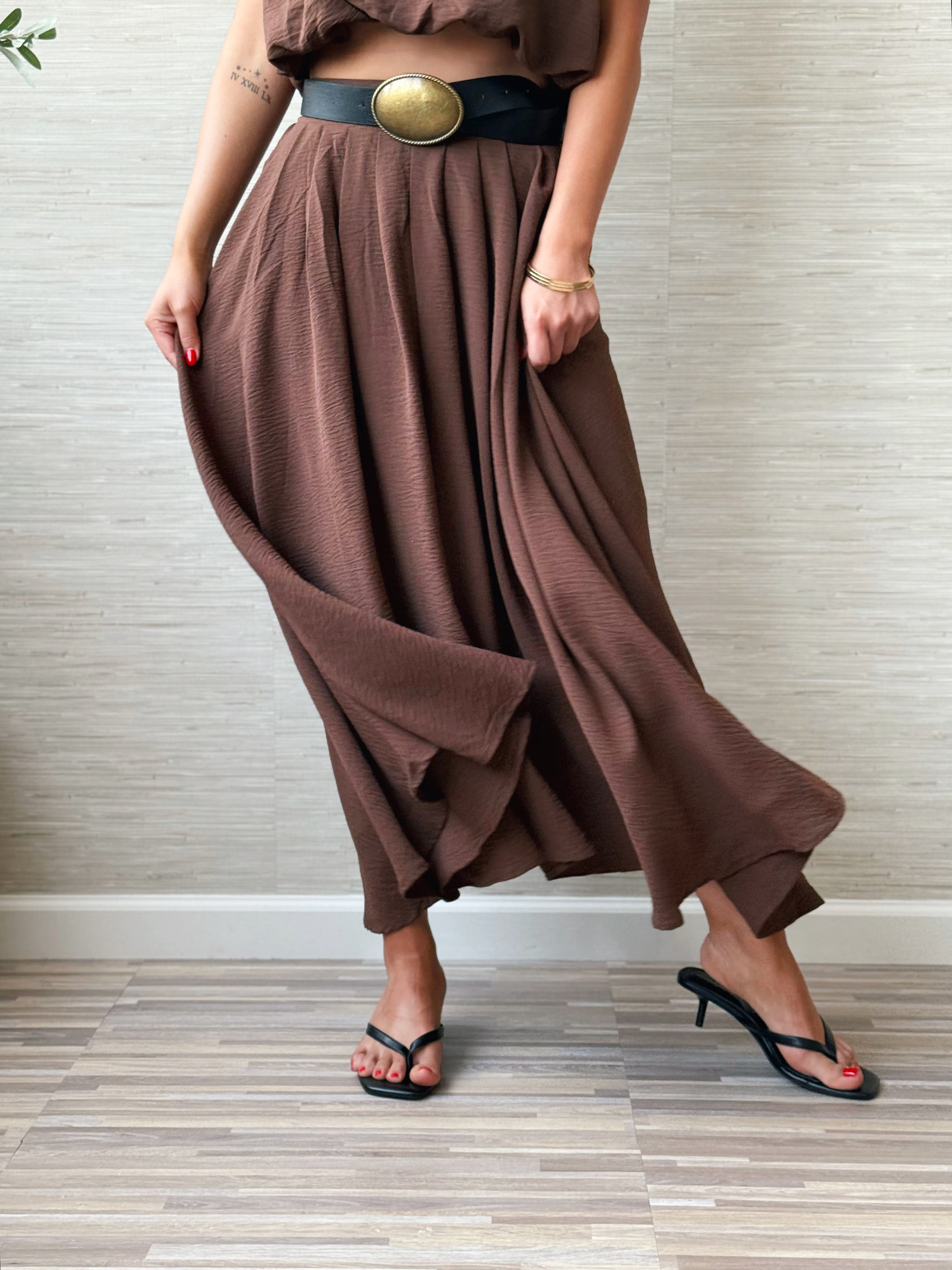 Niko Skirt - BROWN - willows clothing long skirt