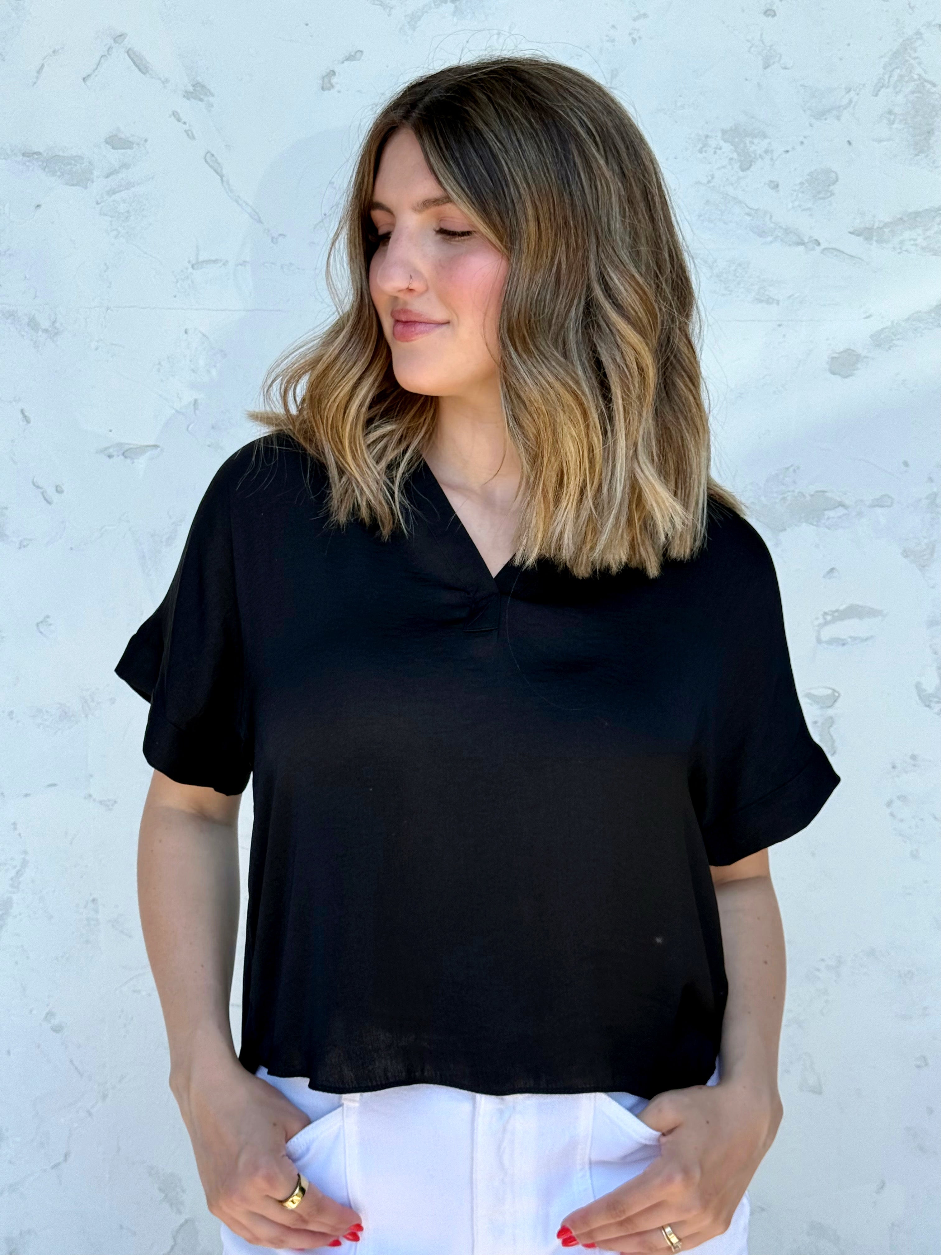 Nine to Five Blouse - BLACK - willows clothing BLOUSE