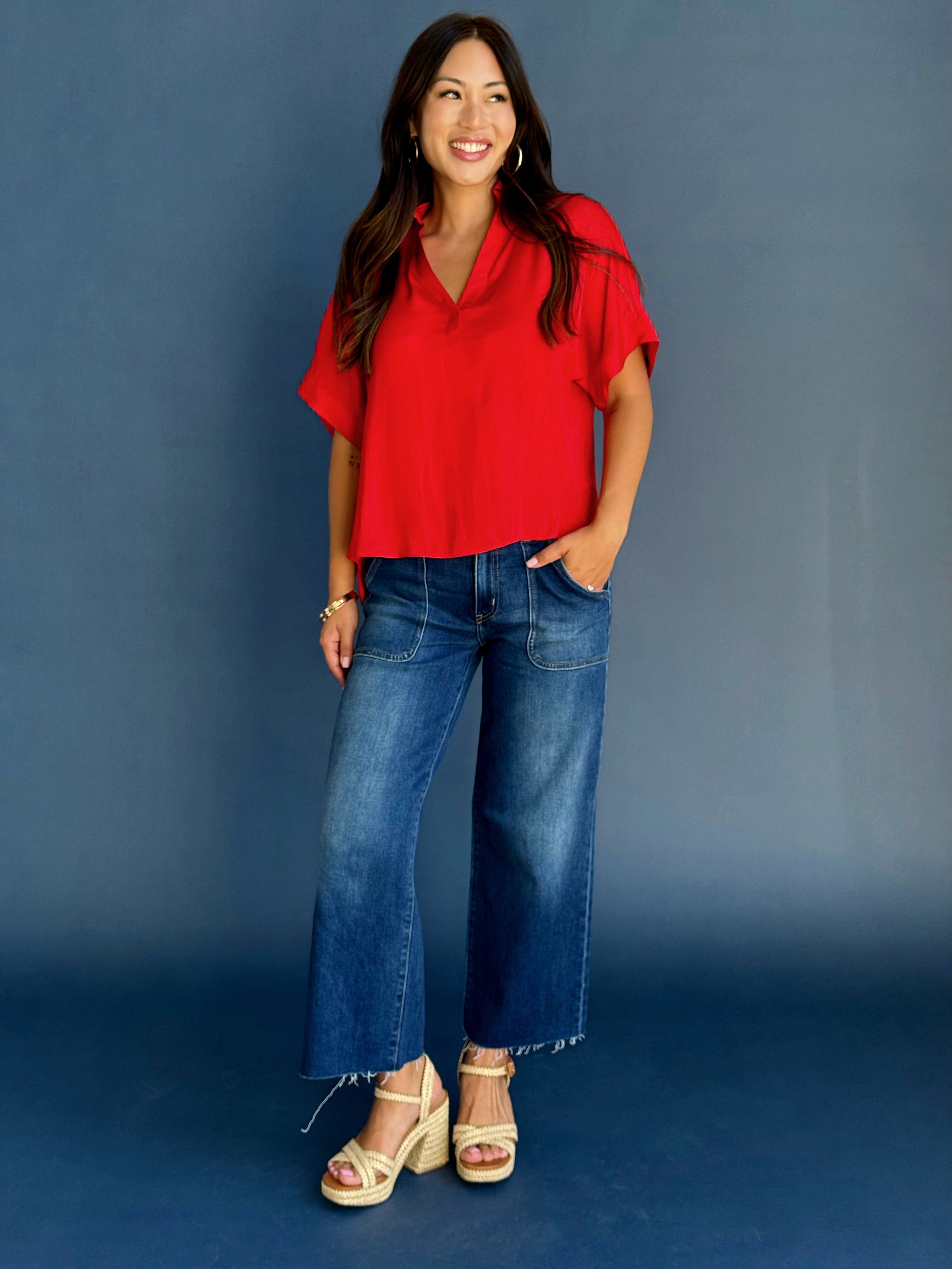 Nine to Five Blouse - RACING RED - willows clothing BLOUSE