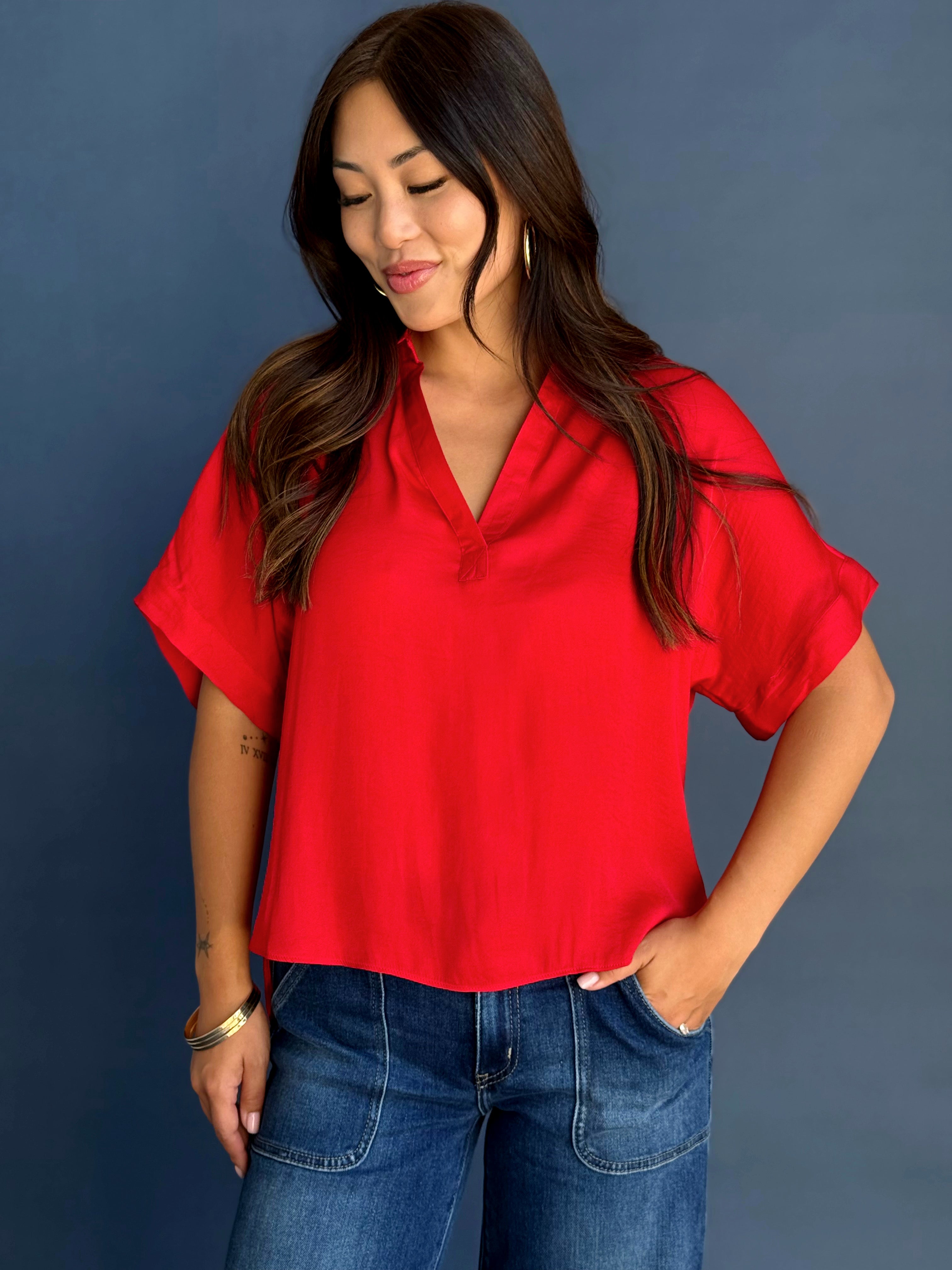 Nine to Five Blouse - RACING RED - willows clothing BLOUSE