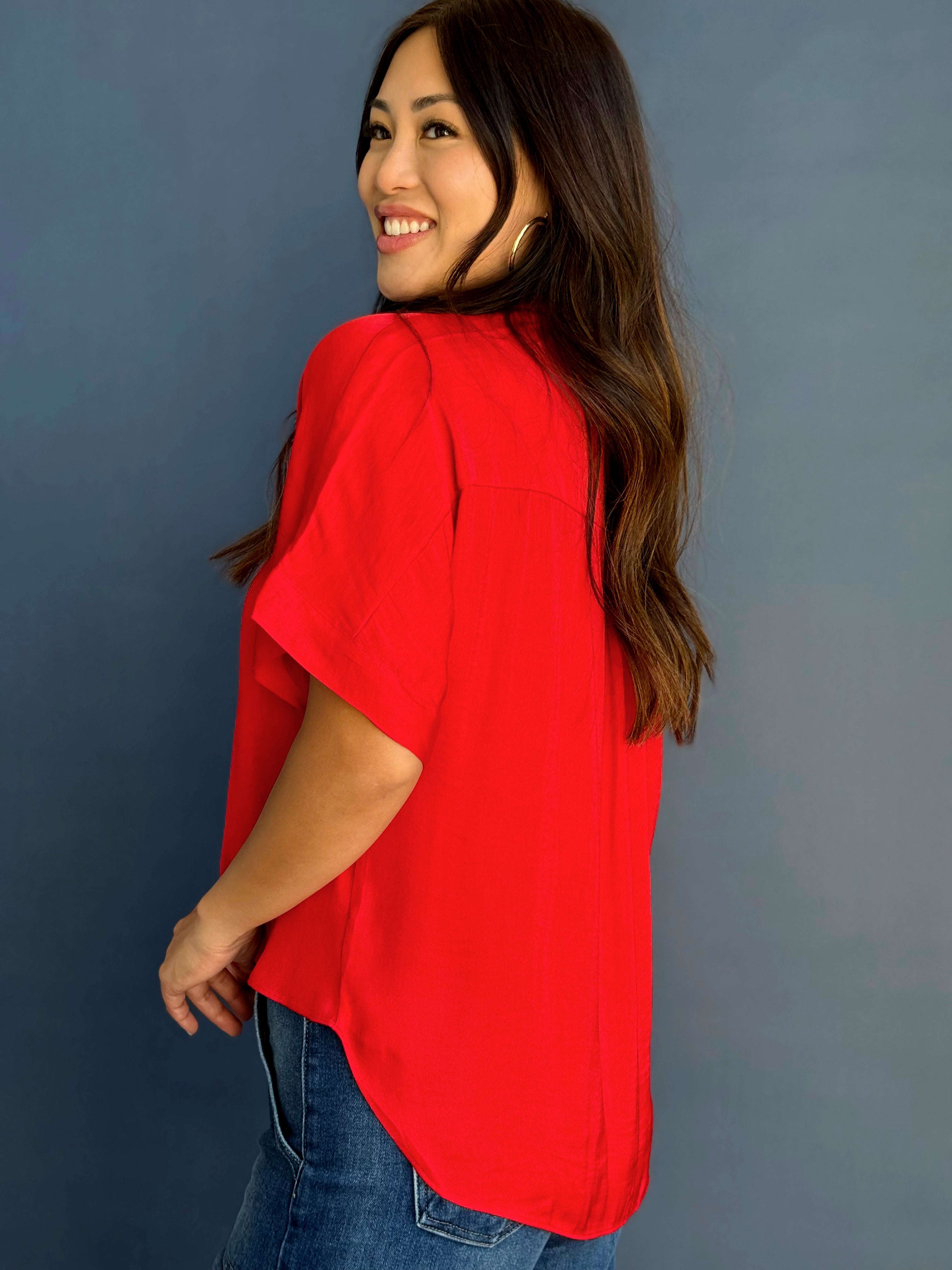 Nine to Five Blouse - RACING RED - willows clothing BLOUSE