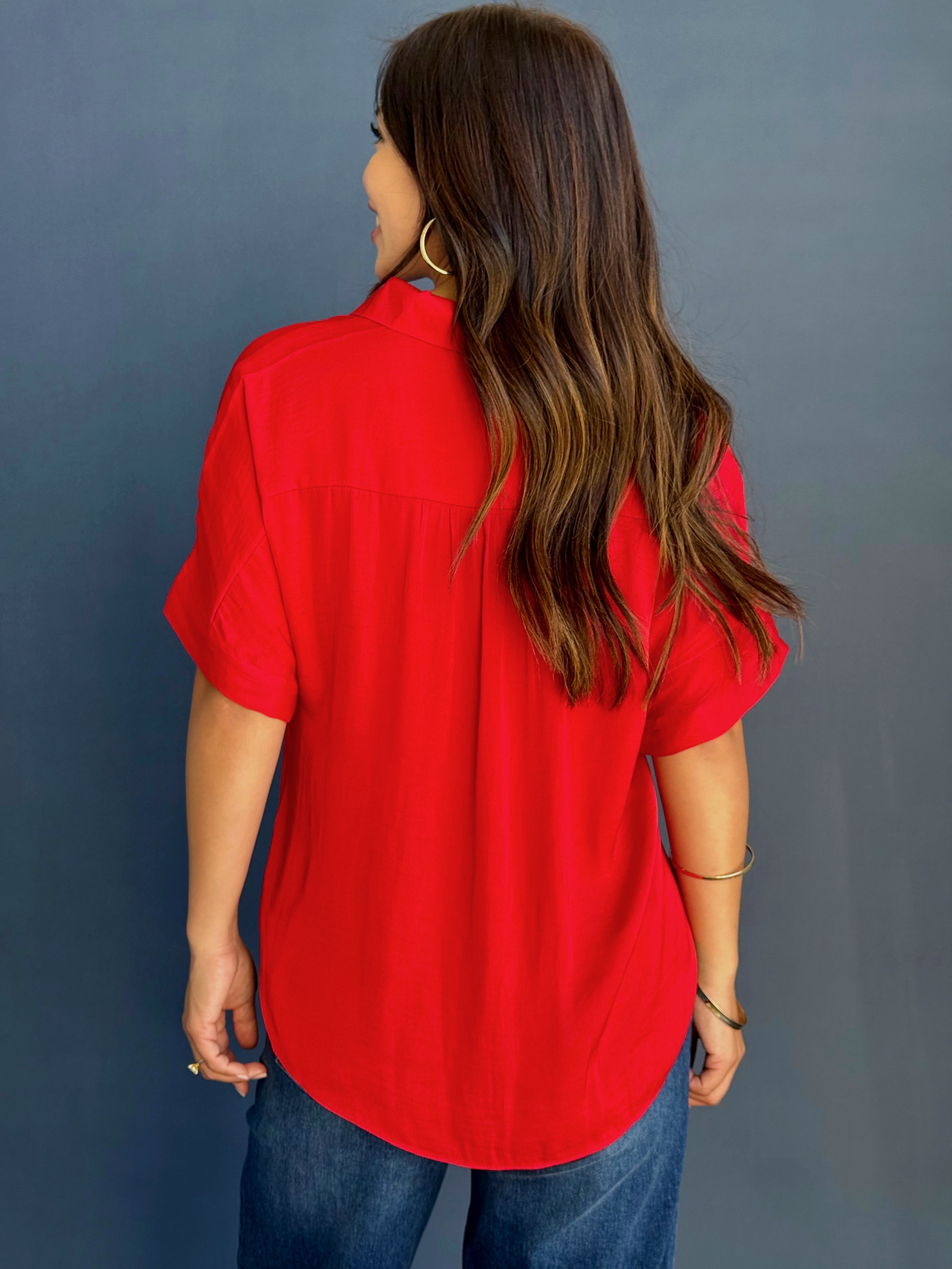 Nine to Five Blouse - RACING RED - willows clothing BLOUSE