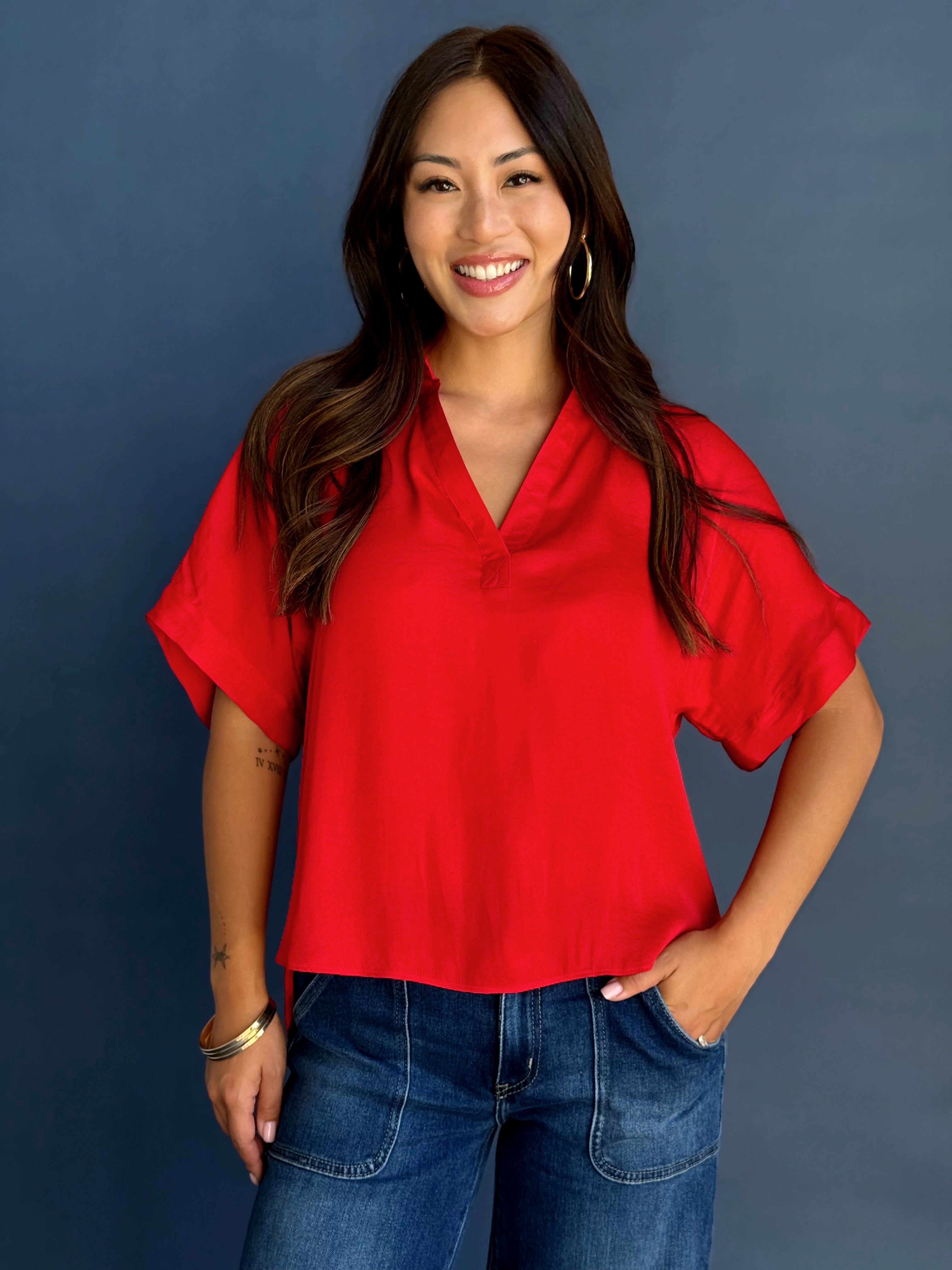 Nine to Five Blouse - RACING RED - willows clothing BLOUSE