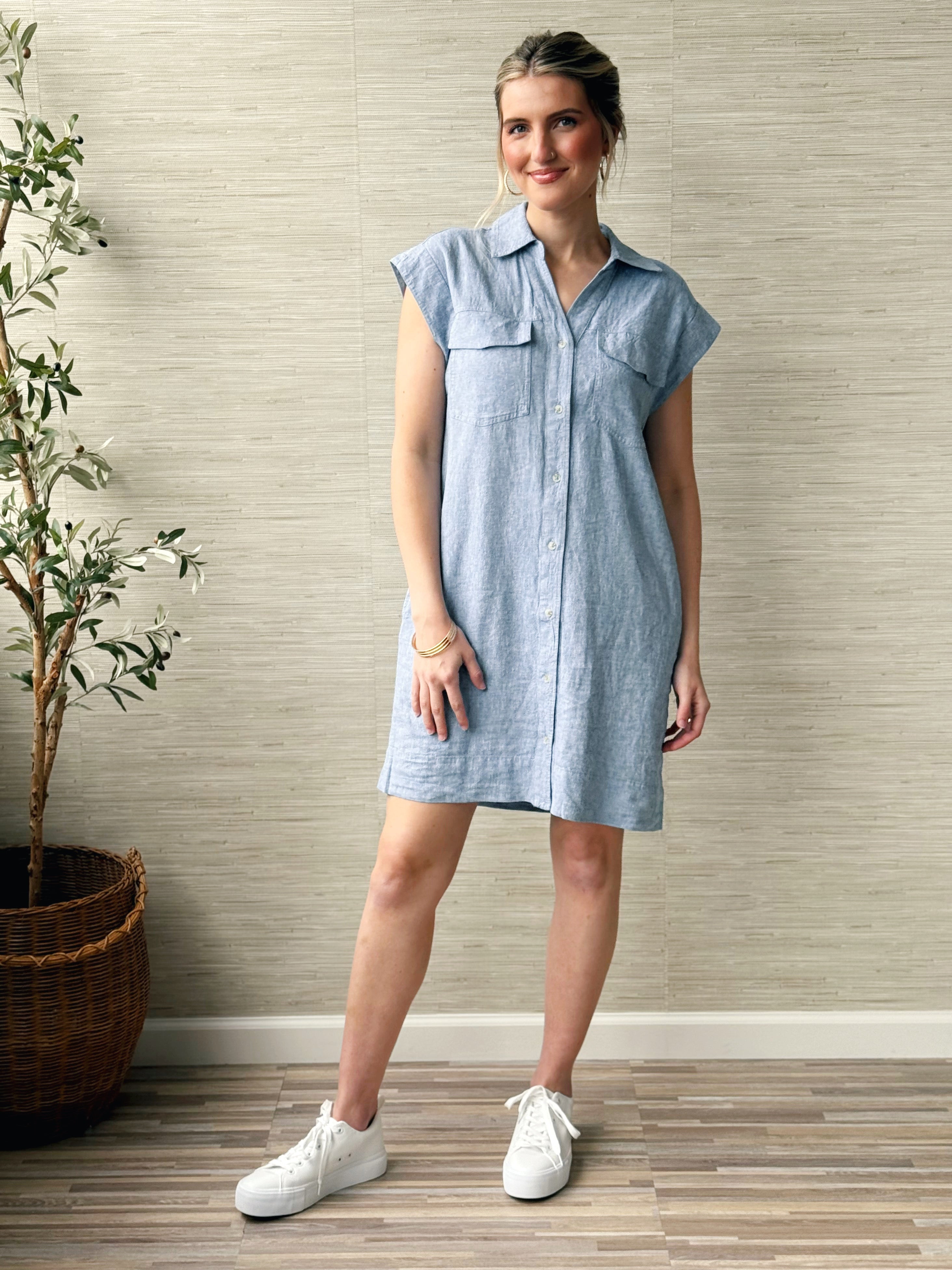 Nori Dress - HEATHER BLUE - willows clothing SHORT DRESS