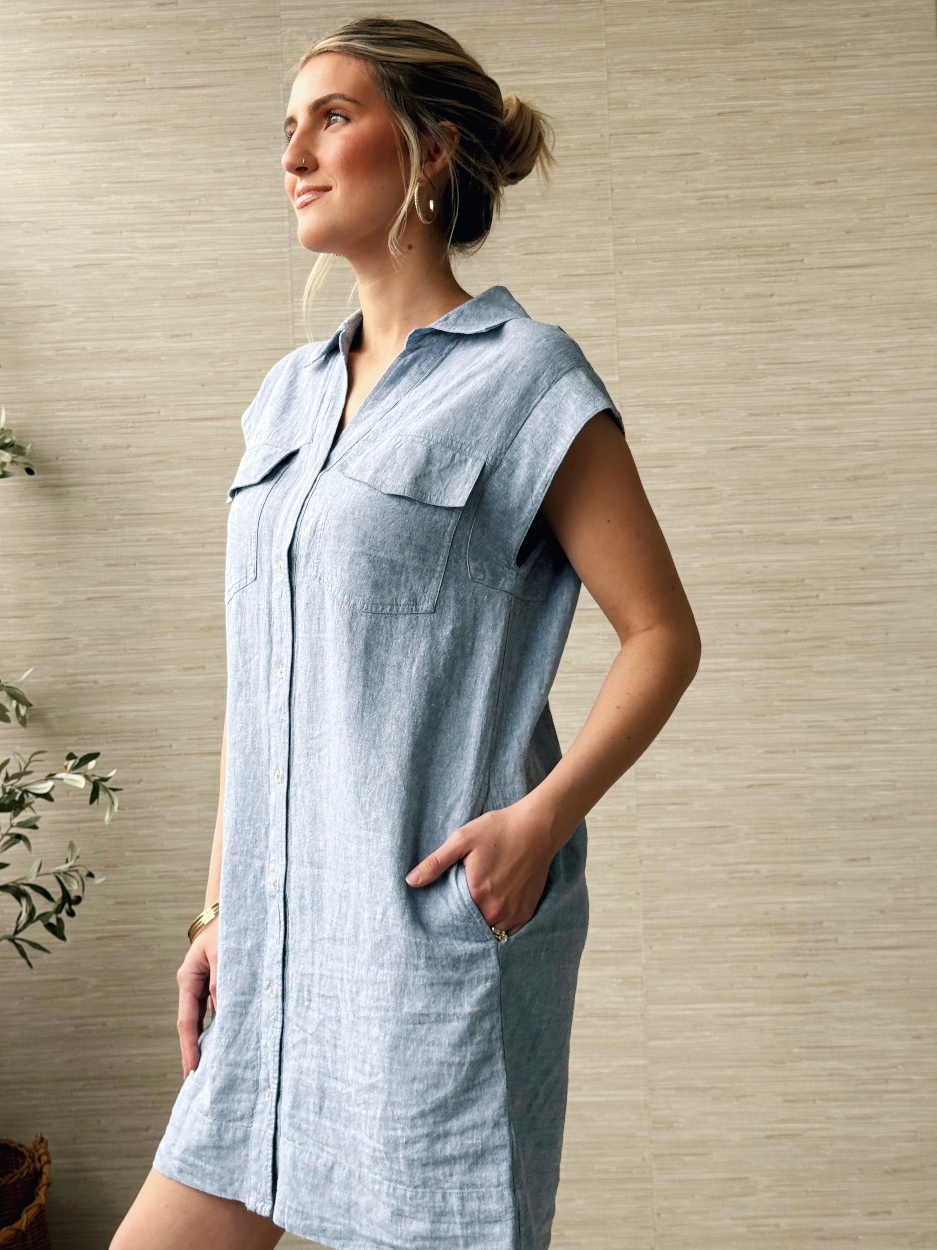 Nori Dress - HEATHER BLUE - willows clothing SHORT DRESS