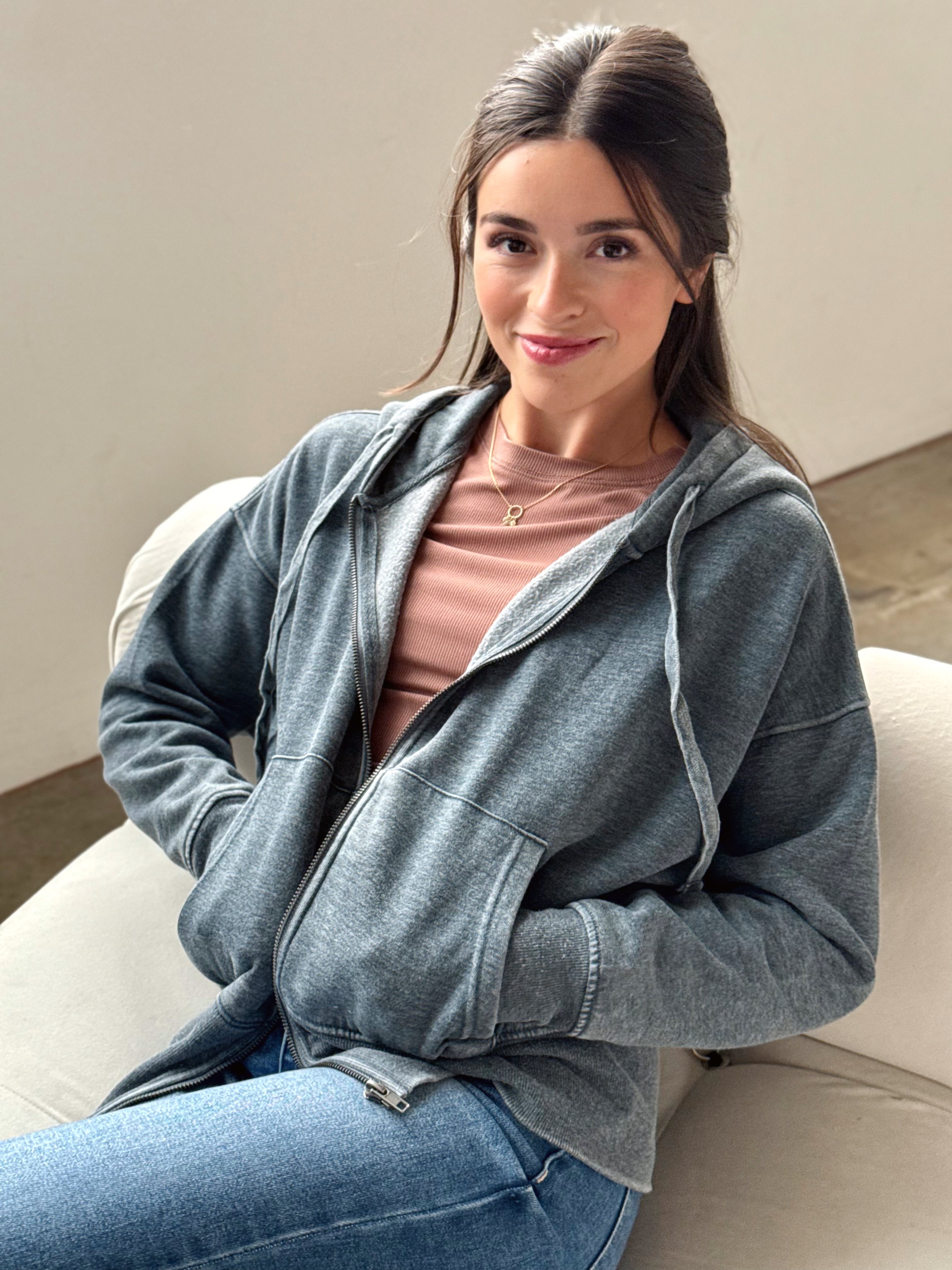 NorthWest Road Trip Zip Up - MIDNIGHT NAVY - willows clothing SWEATSHIRT