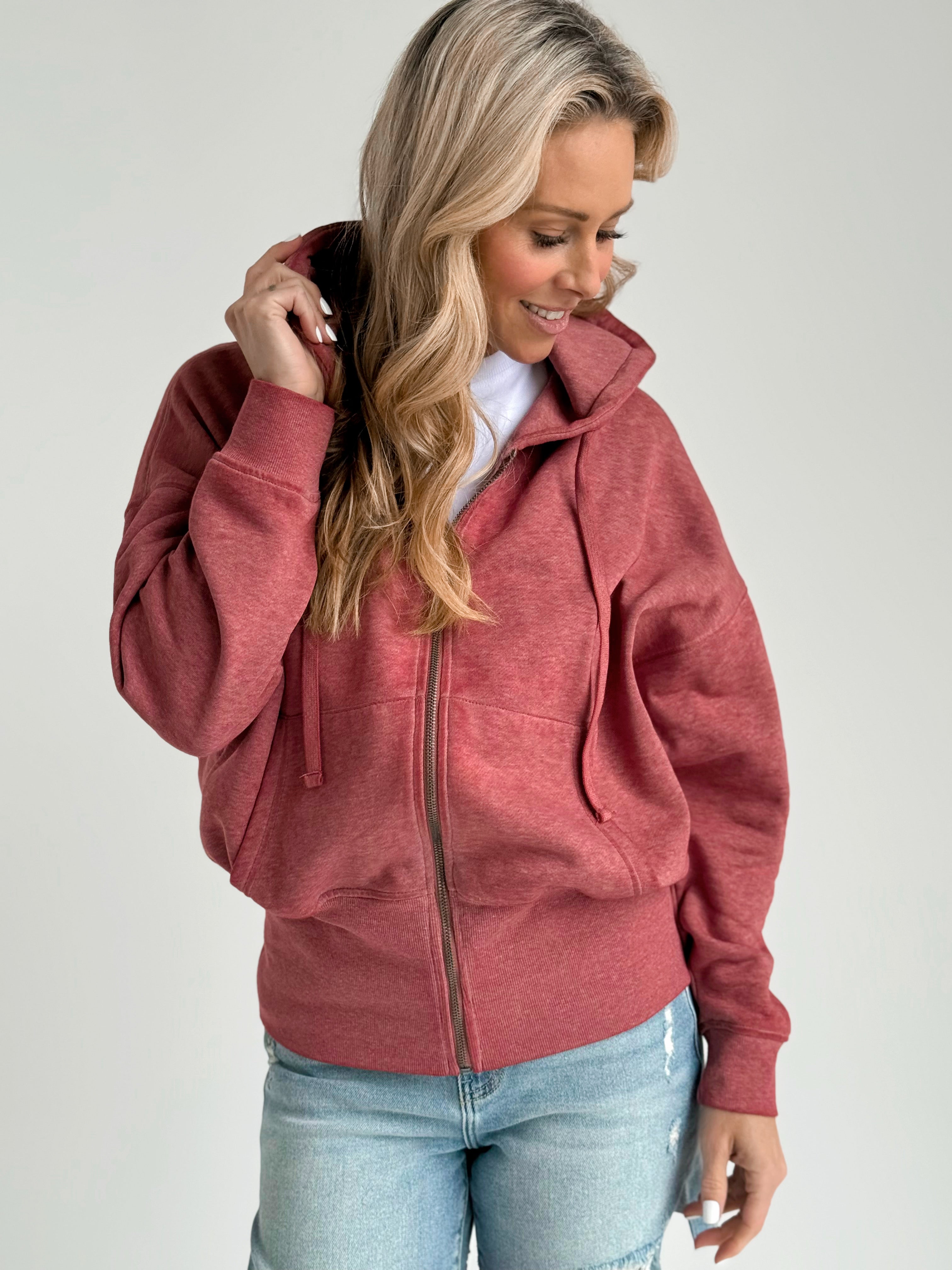 NorthWest Road Trip Zip Up - RED PEAR - willows clothing SWEATSHIRT