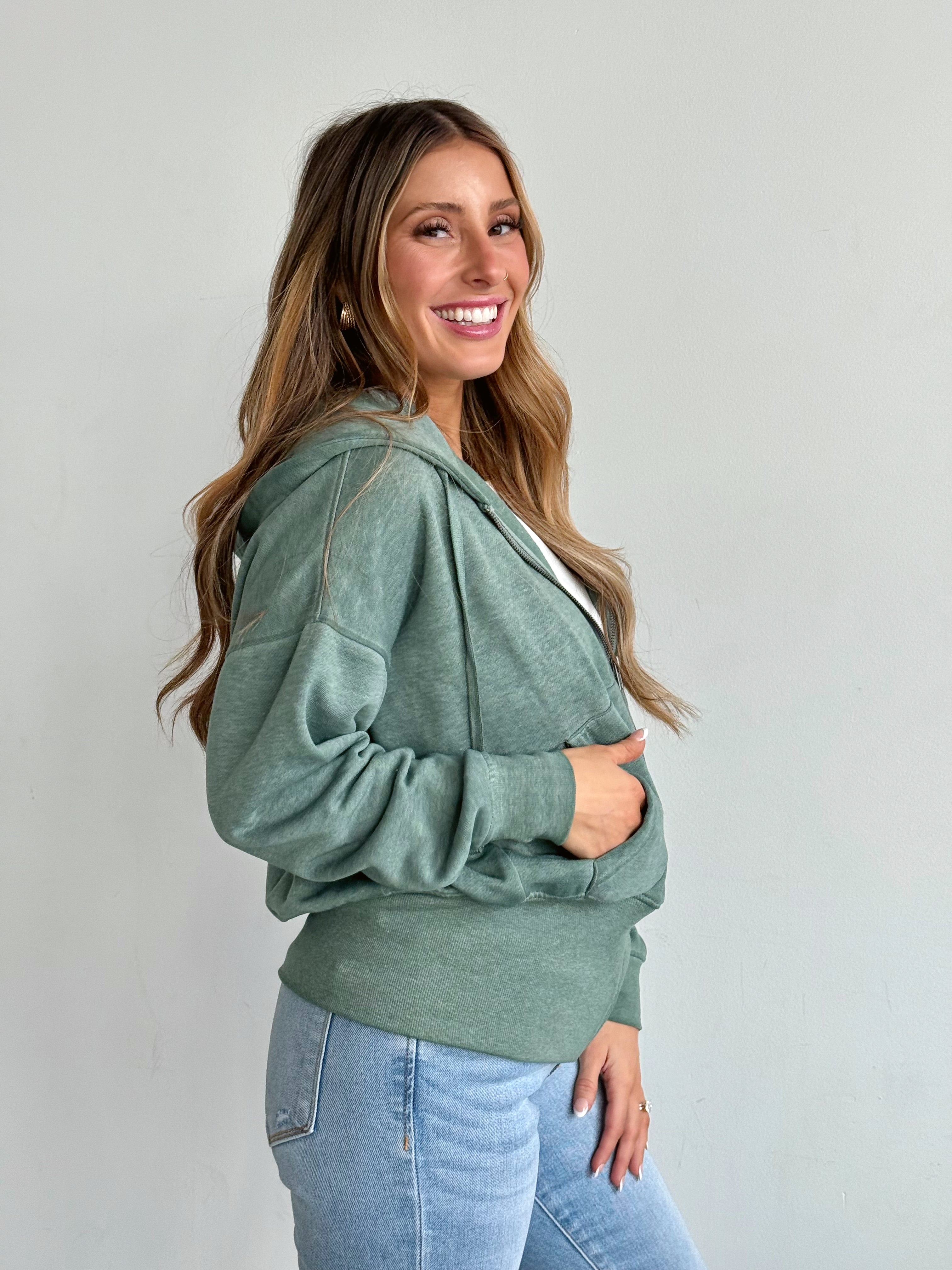 NorthWest Road Trip Zip Up - SILKY PINE - willows clothing SWEATSHIRT