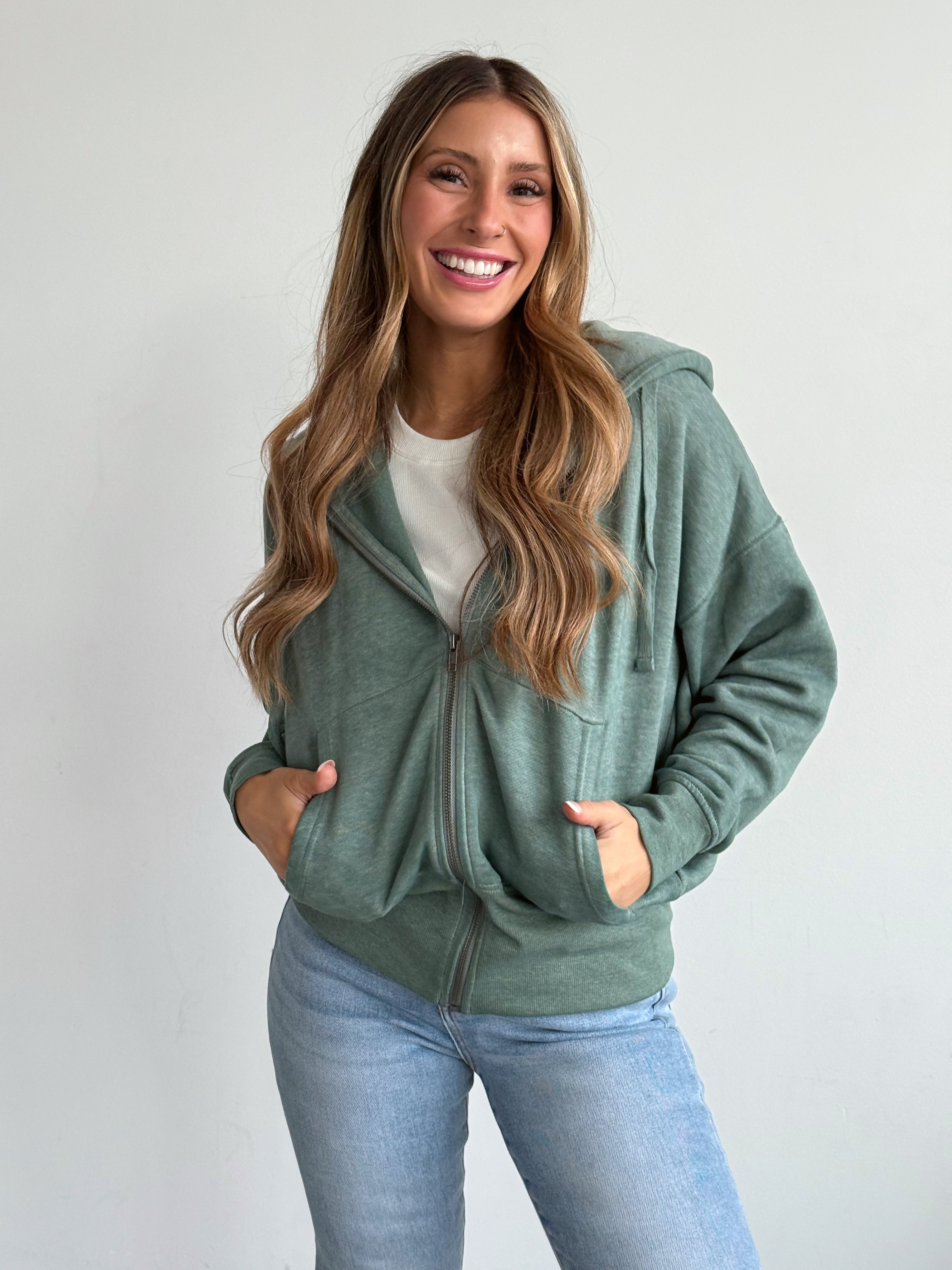 NorthWest Road Trip Zip Up - SILKY PINE - willows clothing SWEATSHIRT