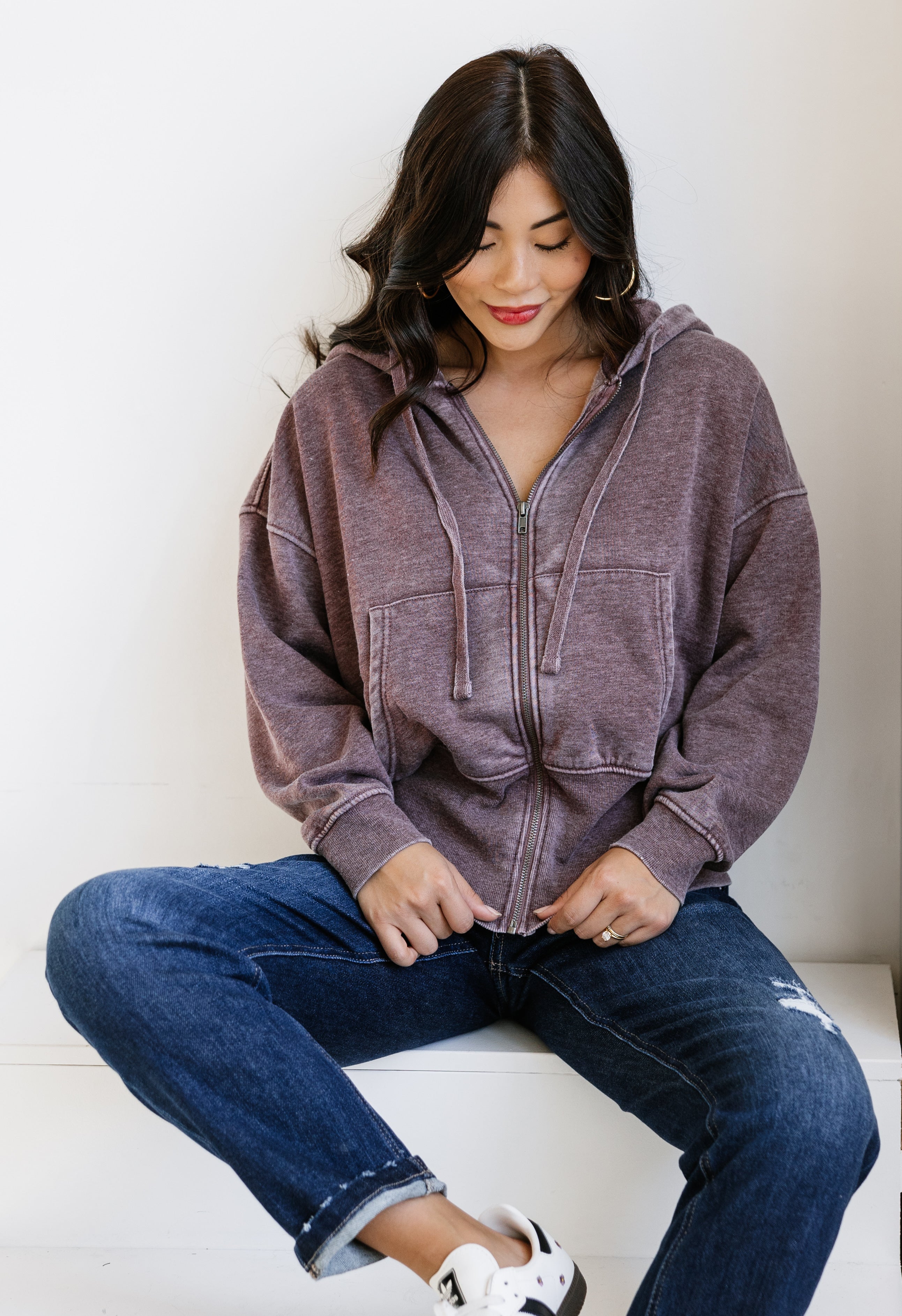 NorthWest Zip Up Hoodie - PLUM - willows clothing SWEATSHIRT