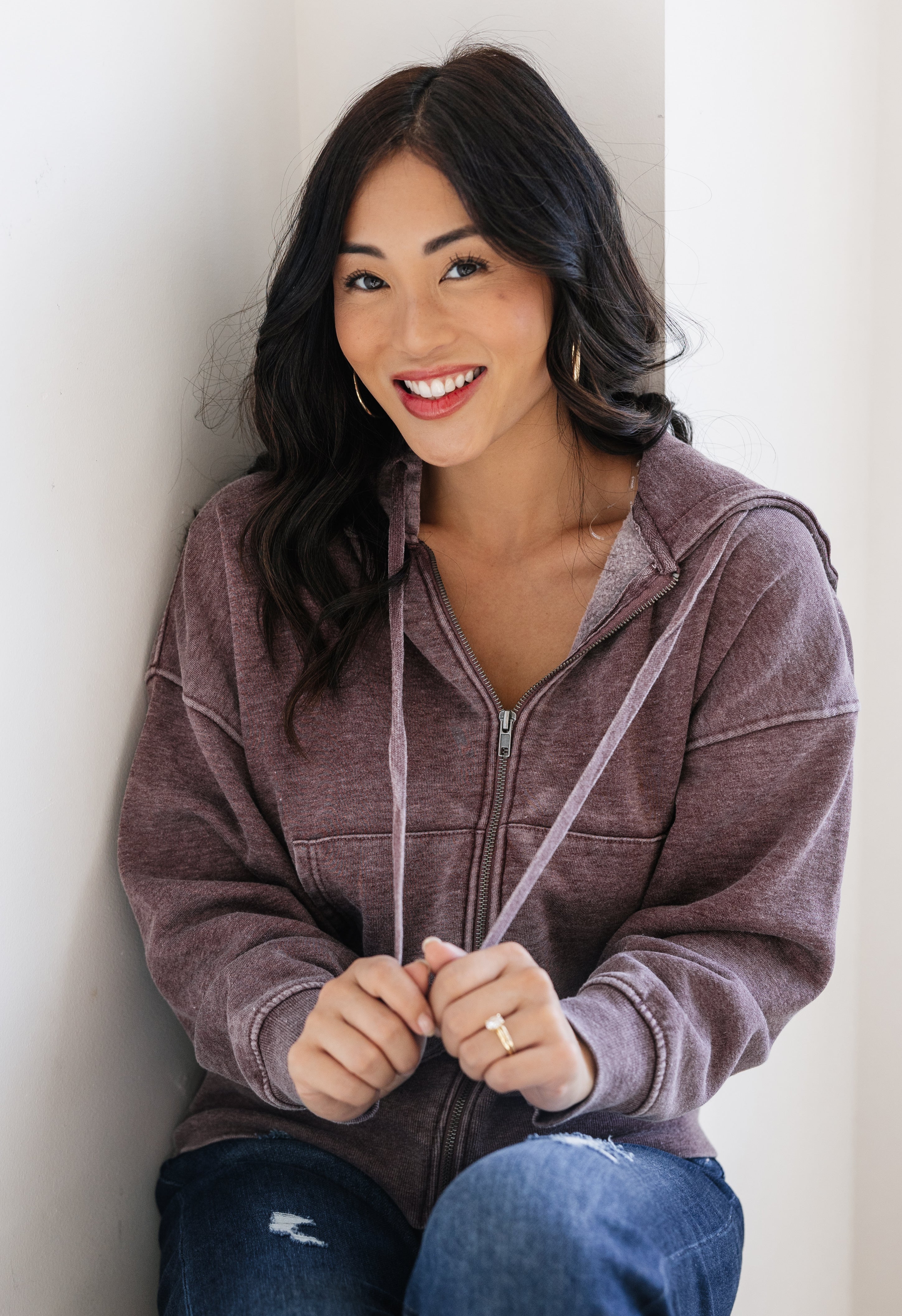 NorthWest Zip Up Hoodie - PLUM - willows clothing SWEATSHIRT