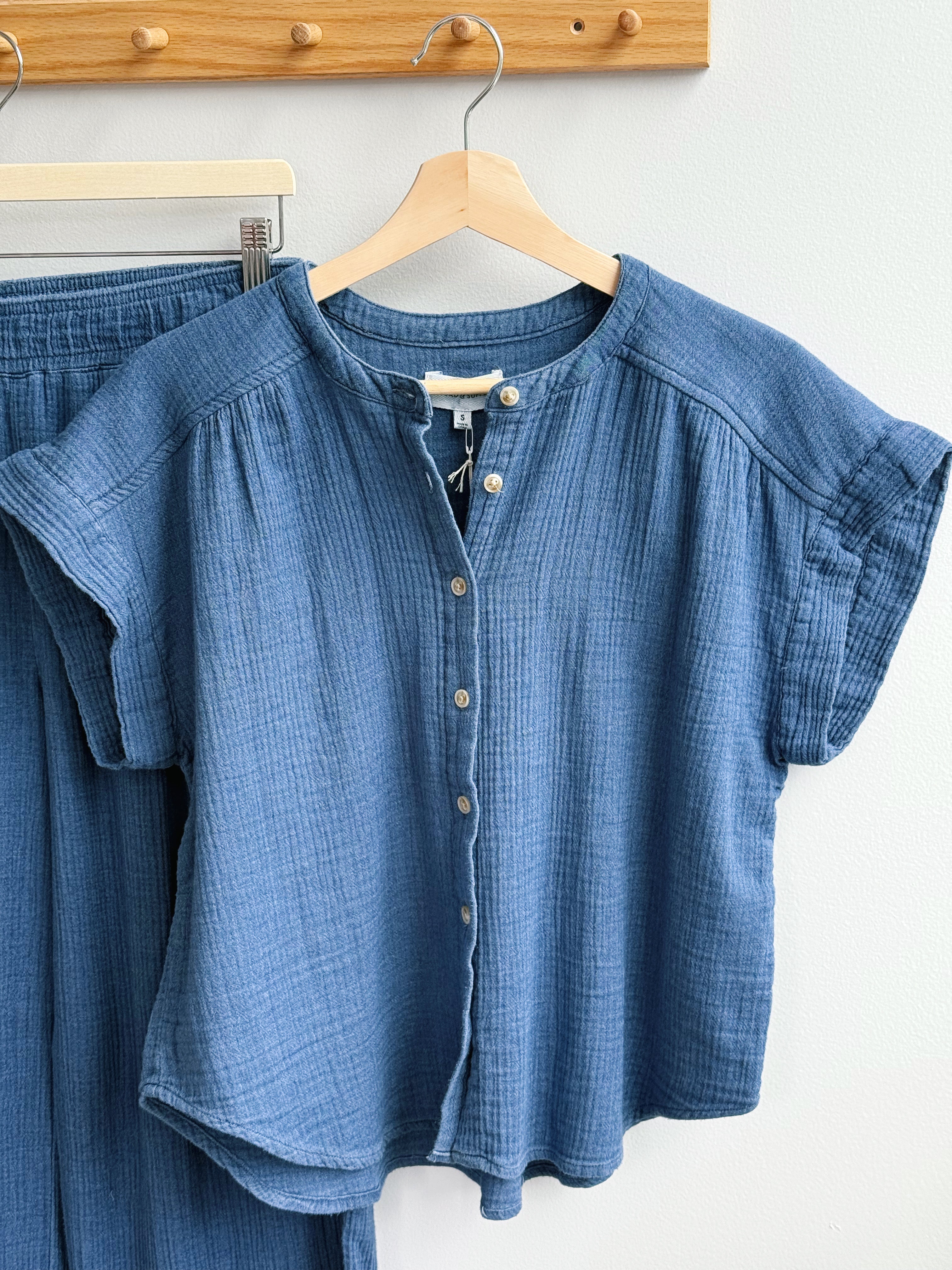 Novalie Blouse - WASHED DENIM BLUE - willows clothing BLOUSE