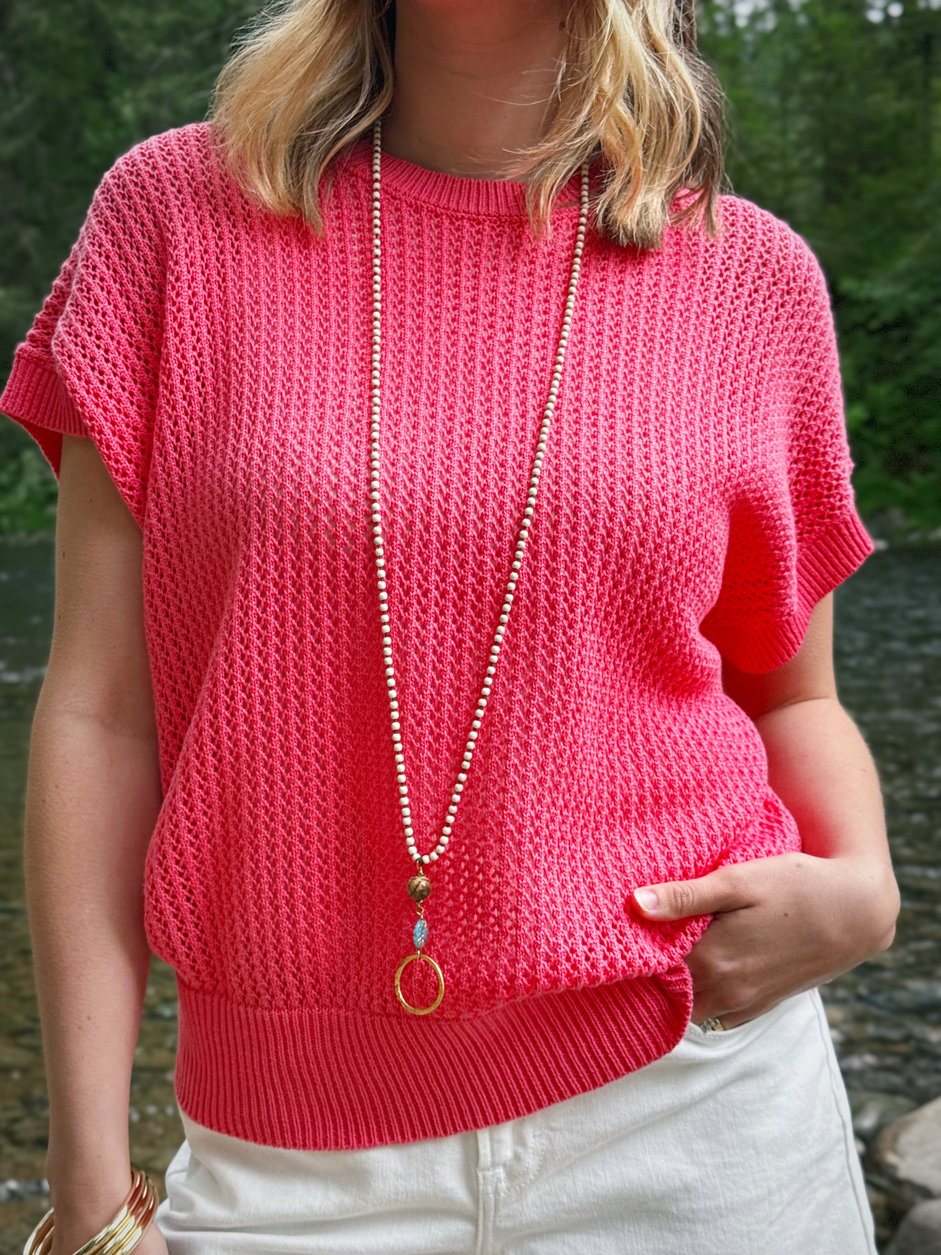 Oasis Sweater - TAFFY PINK - willows clothing SWEATER
